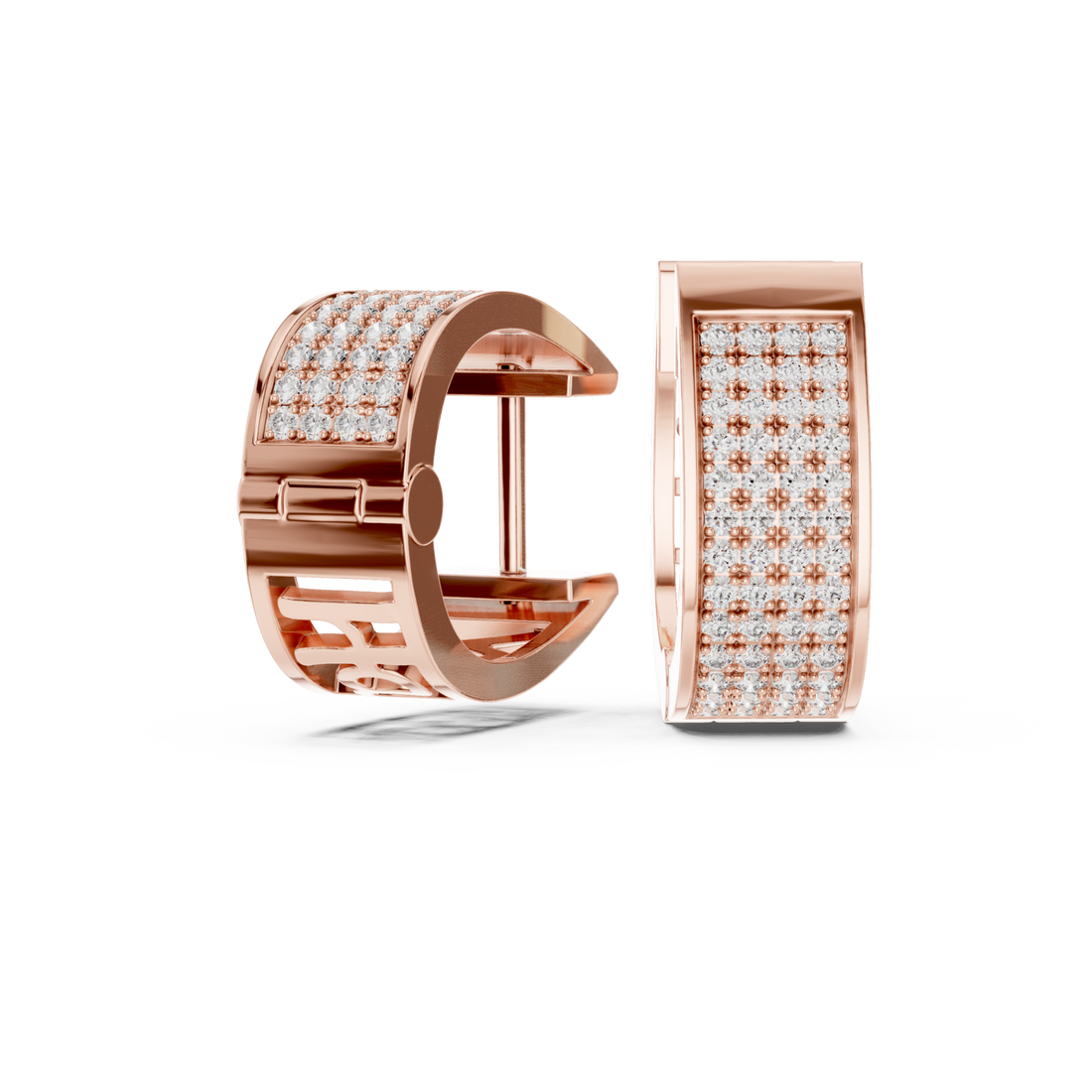  Rose Gold Cascading Shimmer Bar Statement Earrings Right View