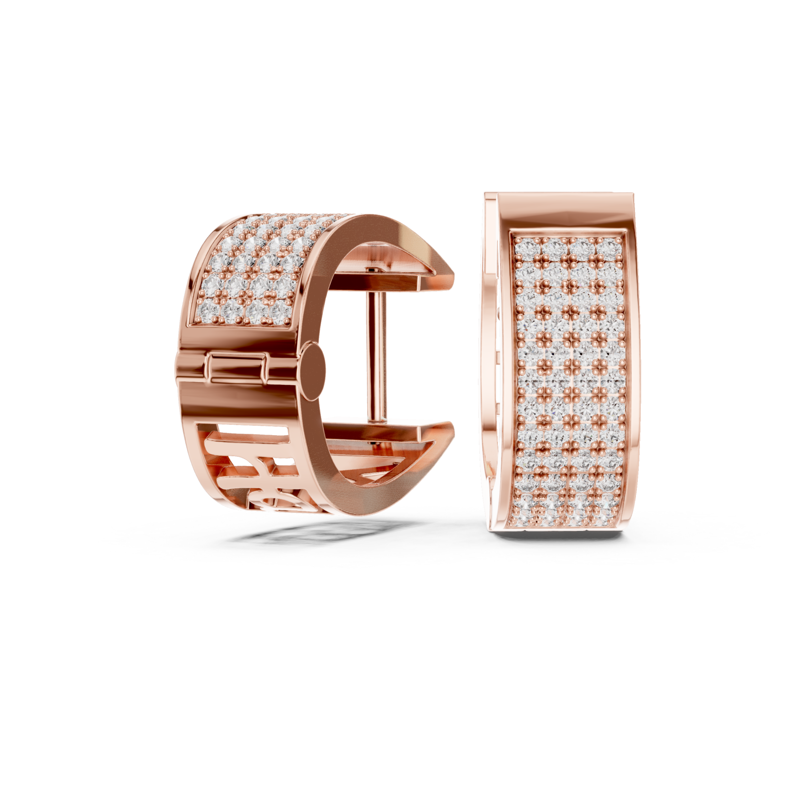  Rose Gold Cascading Shimmer Bar Statement Earrings Front View