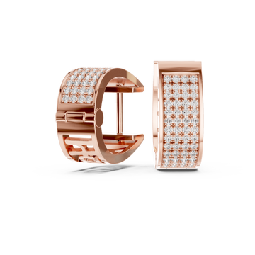  Rose Gold Cascading Shimmer Bar Statement Earrings Front View