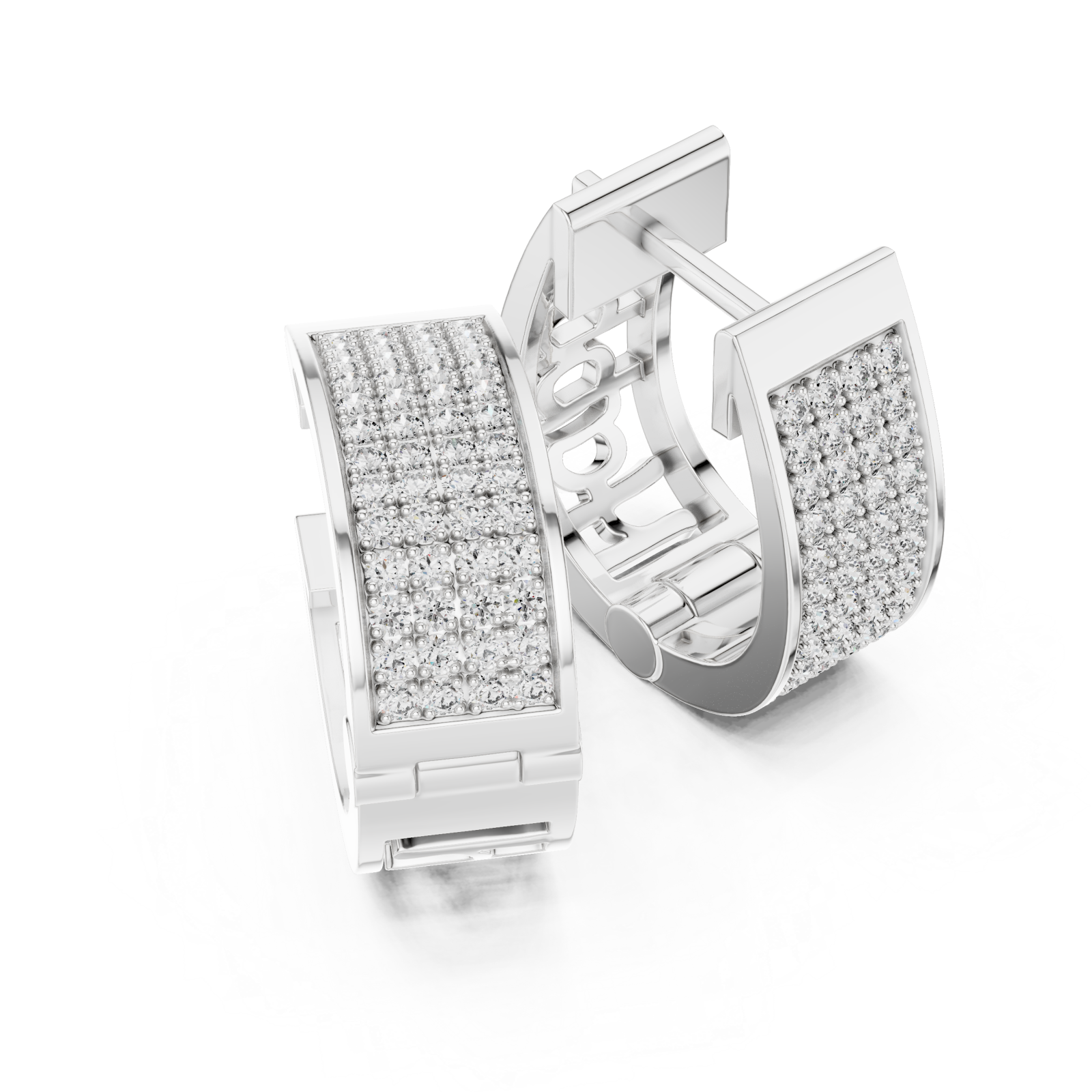  White Gold Cascading Shimmer Bar Statement Earrings Right View
