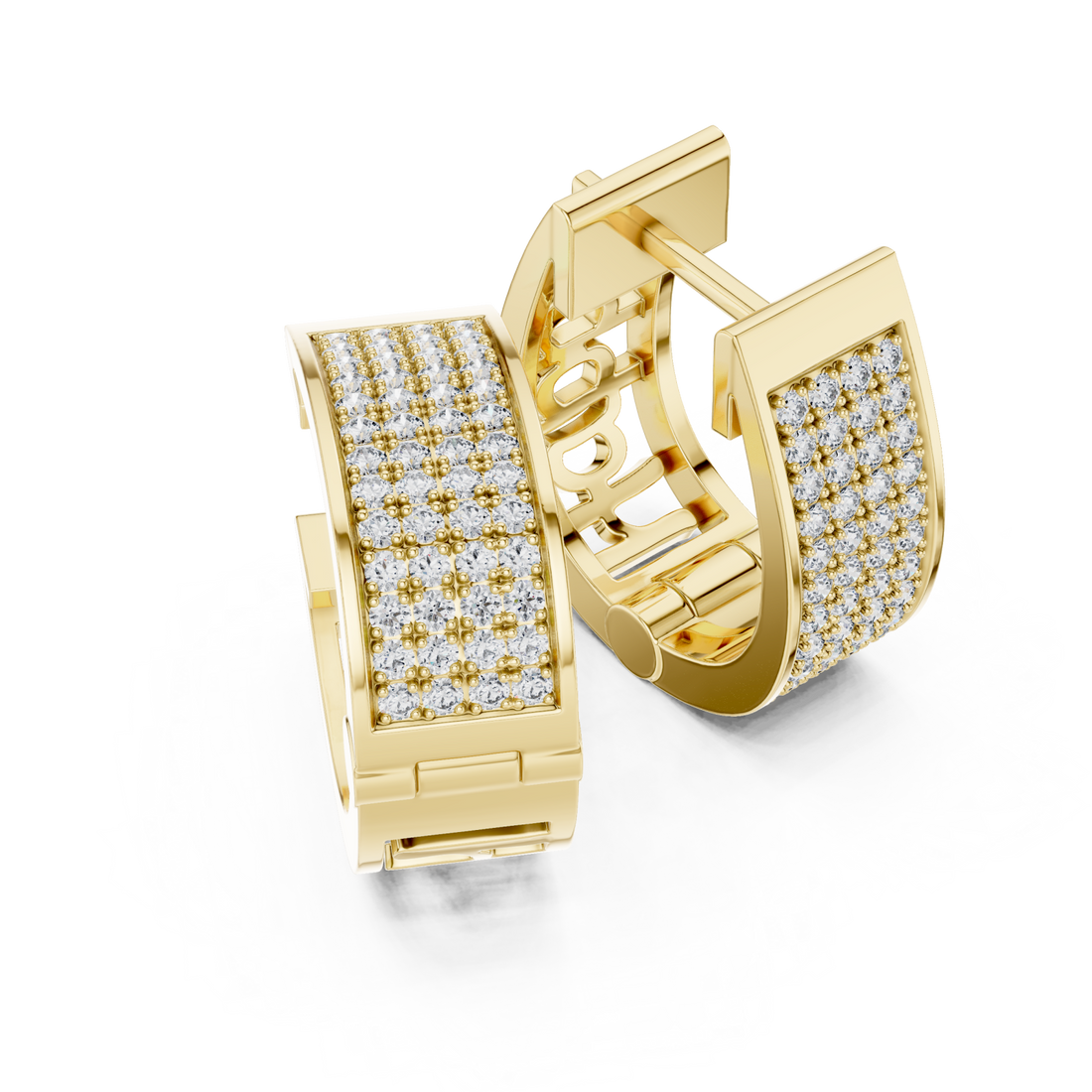 Gold Cascading Shimmer Bar Statement Earrings Right View