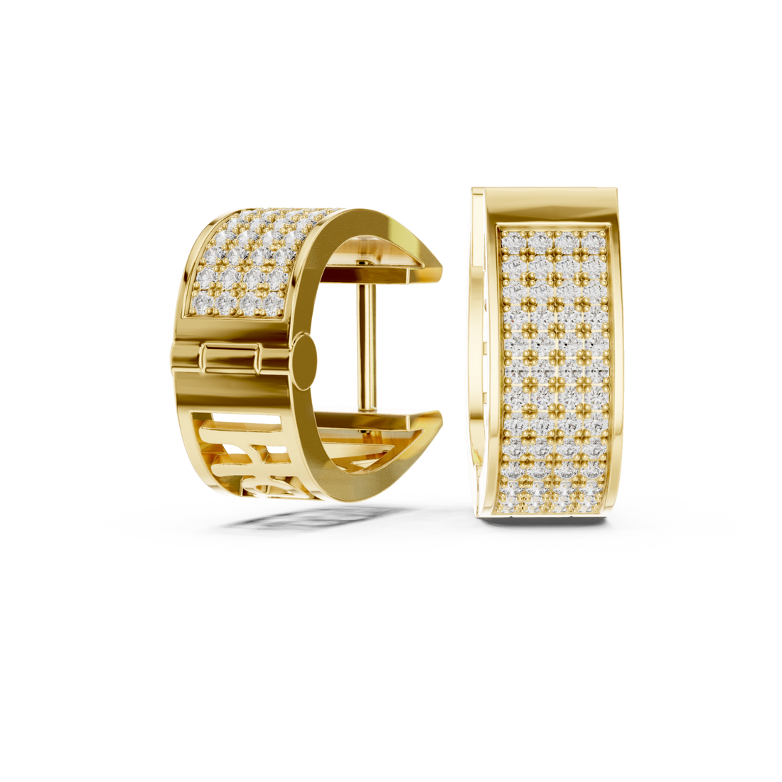 Gold Cascading Shimmer Bar Statement Earrings Right View