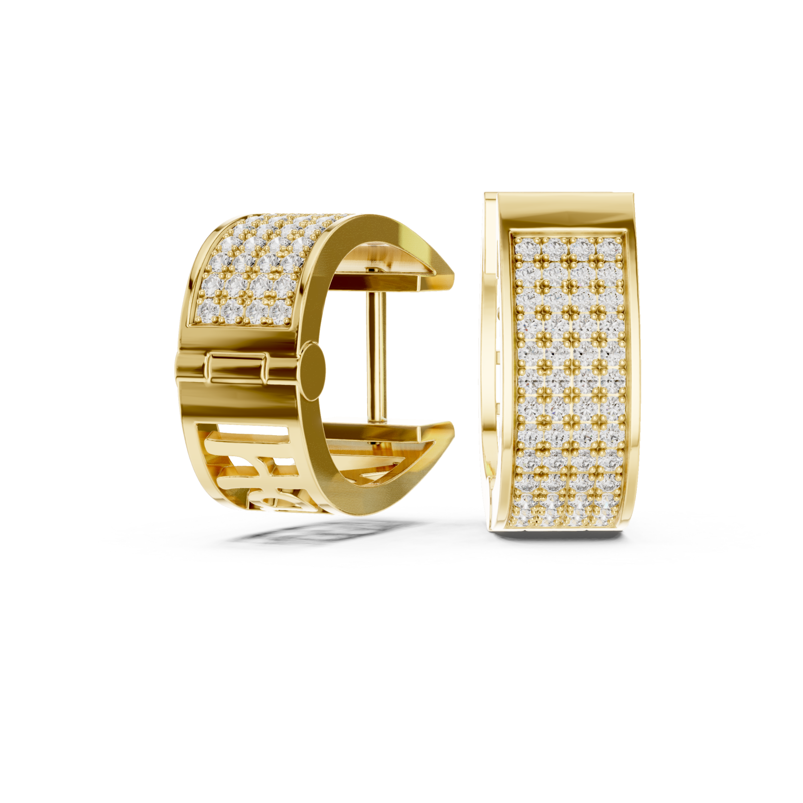  Gold Cascading Shimmer Bar Statement Earrings Front View