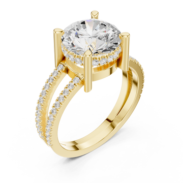 Gold Radiant Twirl Pavé Crown Embrace Ring Right View