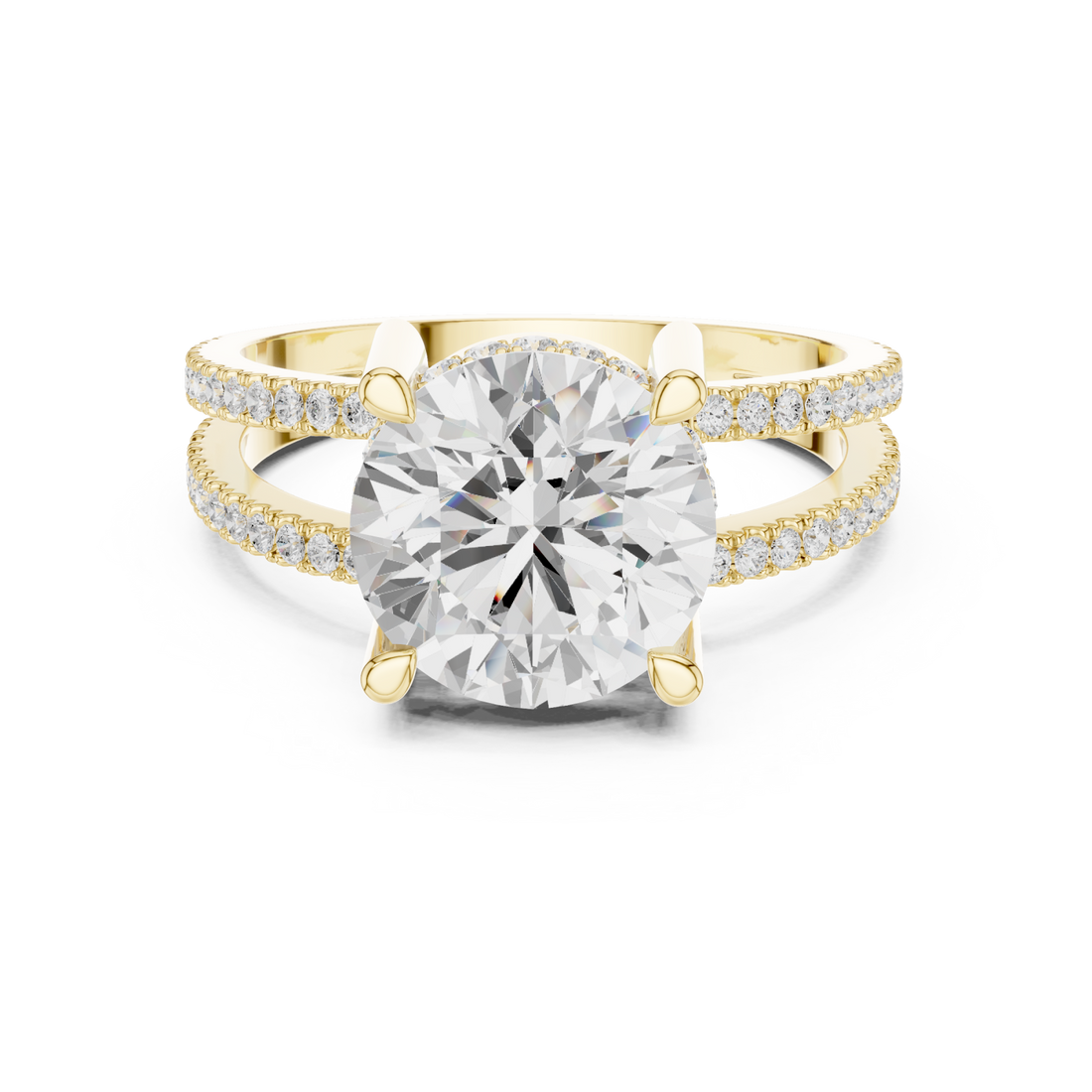 Gold Radiant Twirl Pavé Crown Embrace Ring Right View