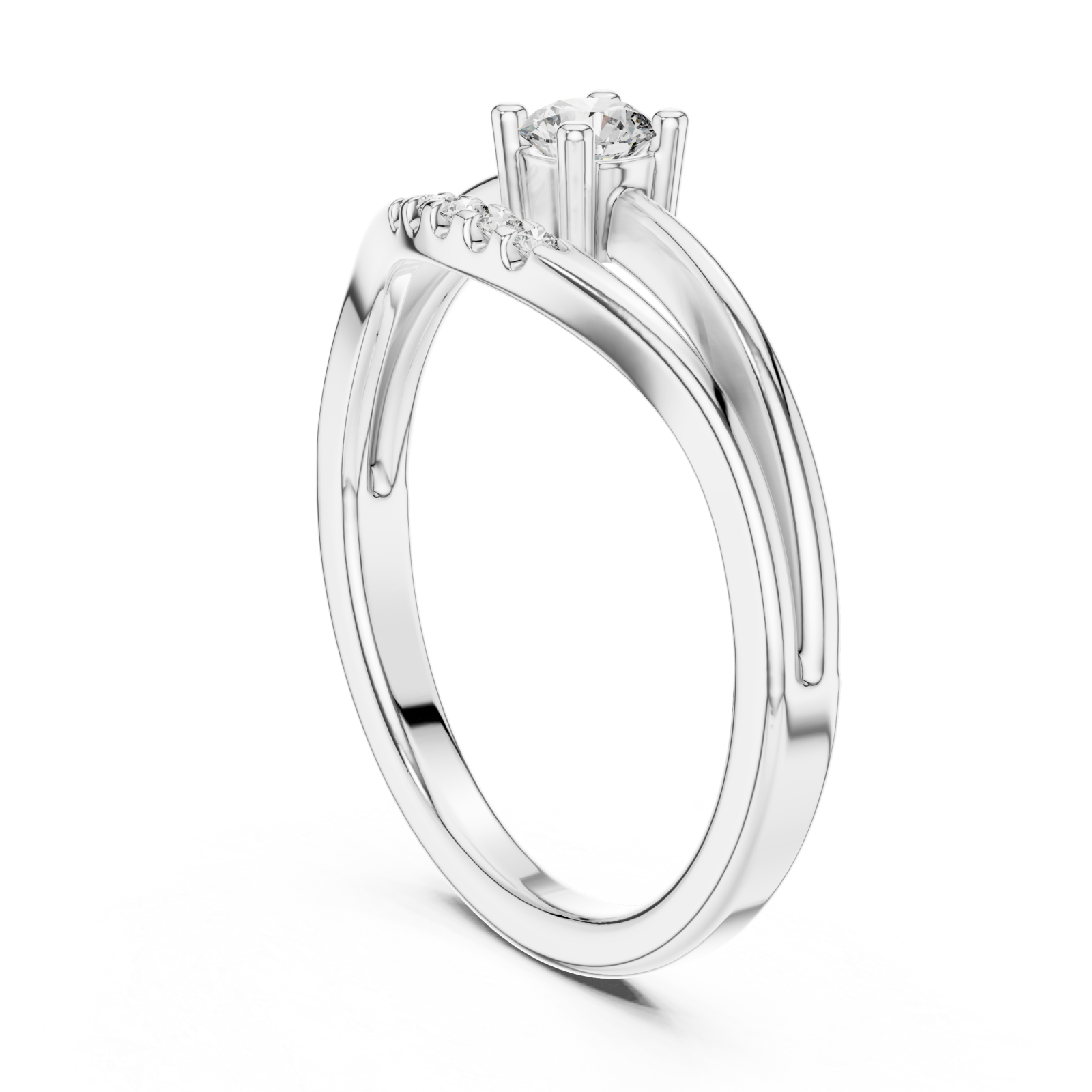 White Gold Serene Path Solitaire Left View