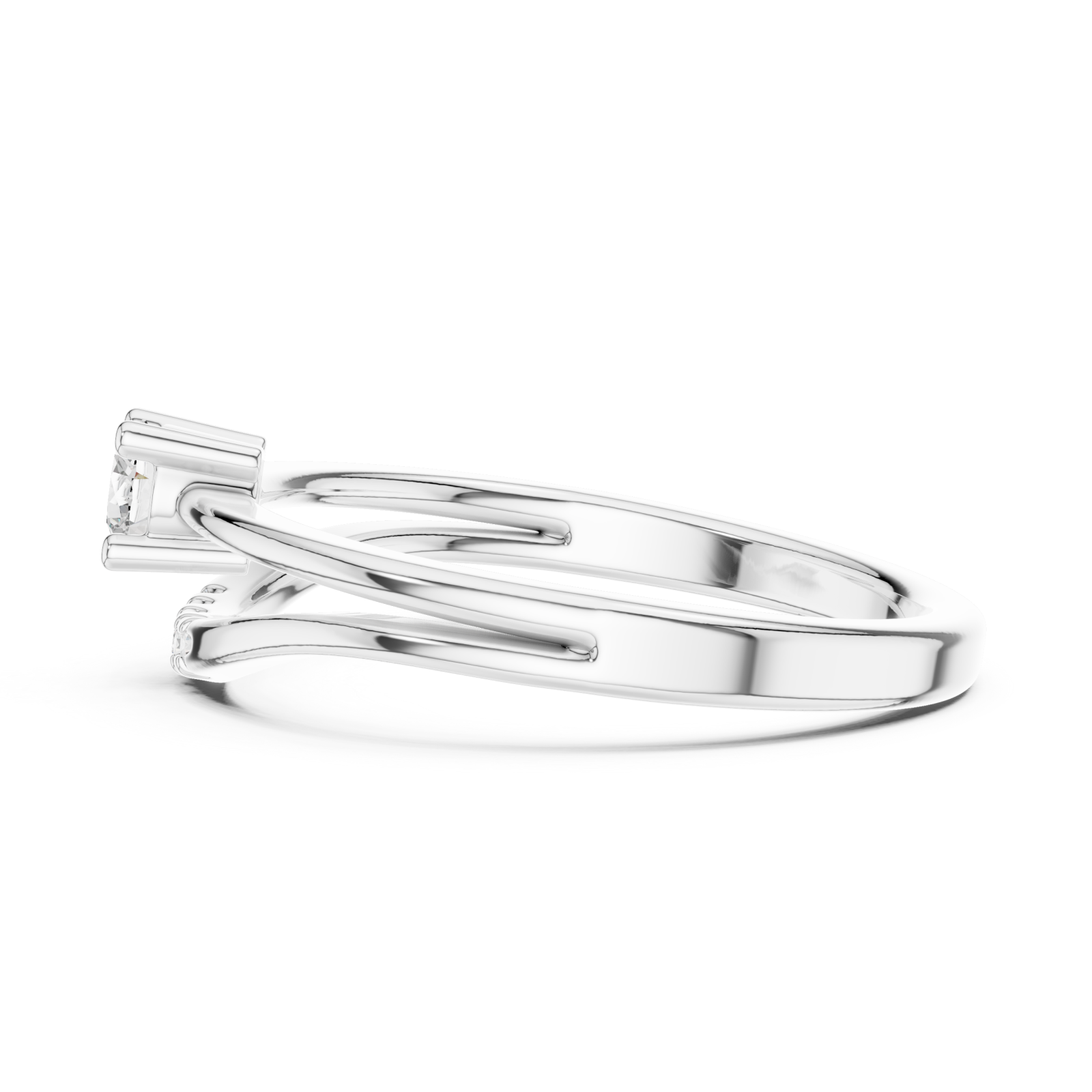  White Gold Serene Path Solitaire Side View