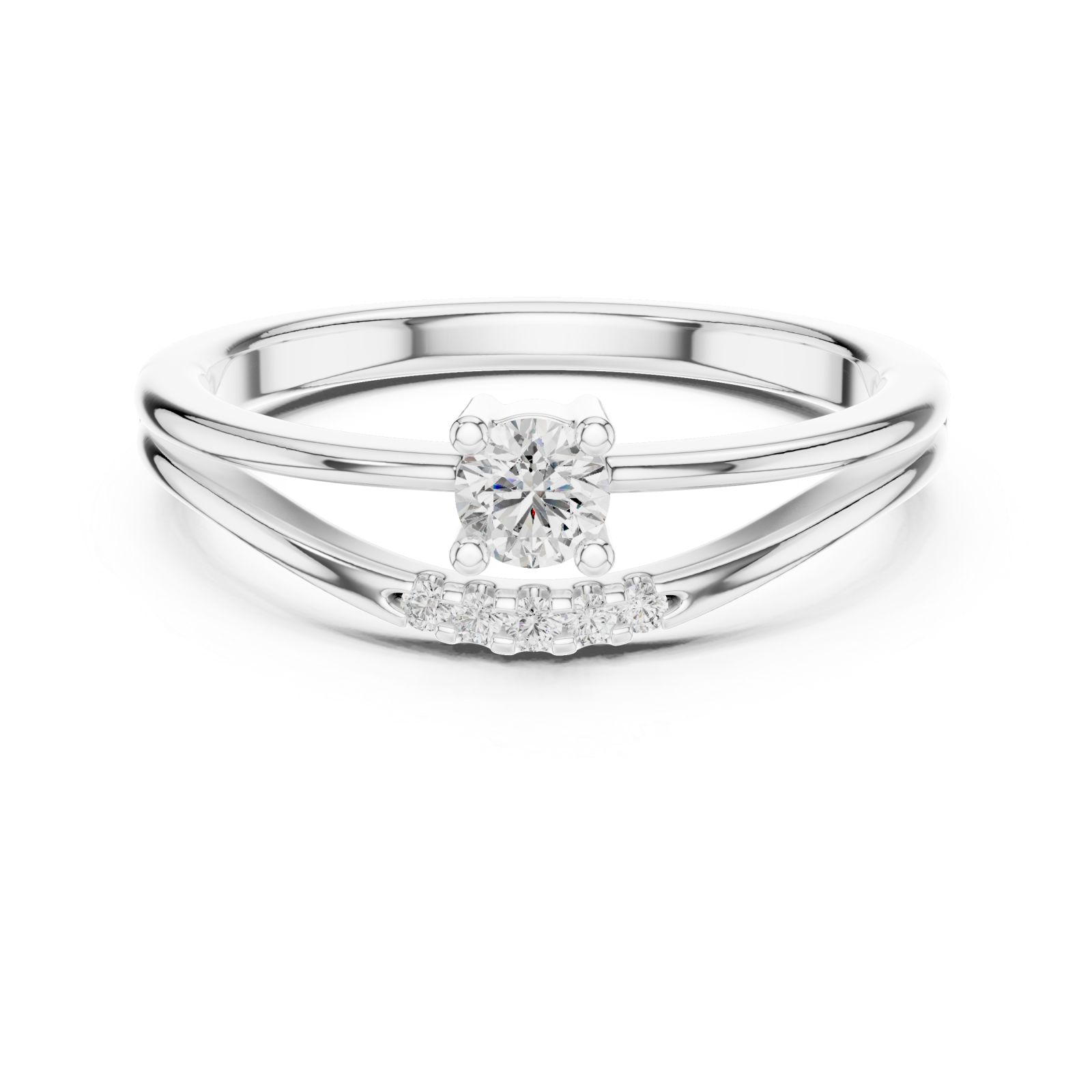  White Gold Serene Path Solitaire Front View