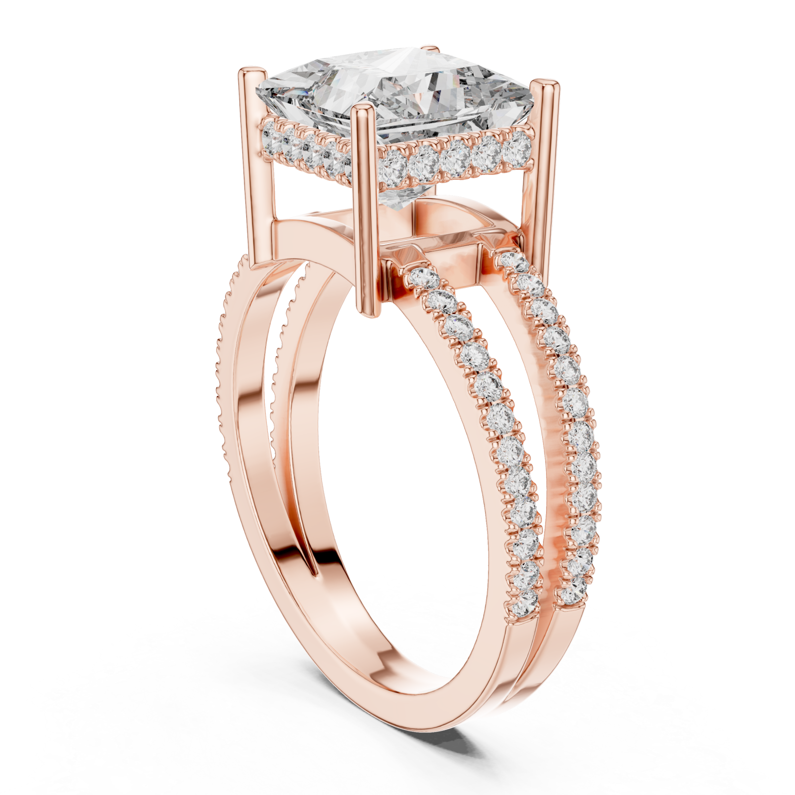  Rose Gold Celestial Mirage Double Halo Band Ring Left View