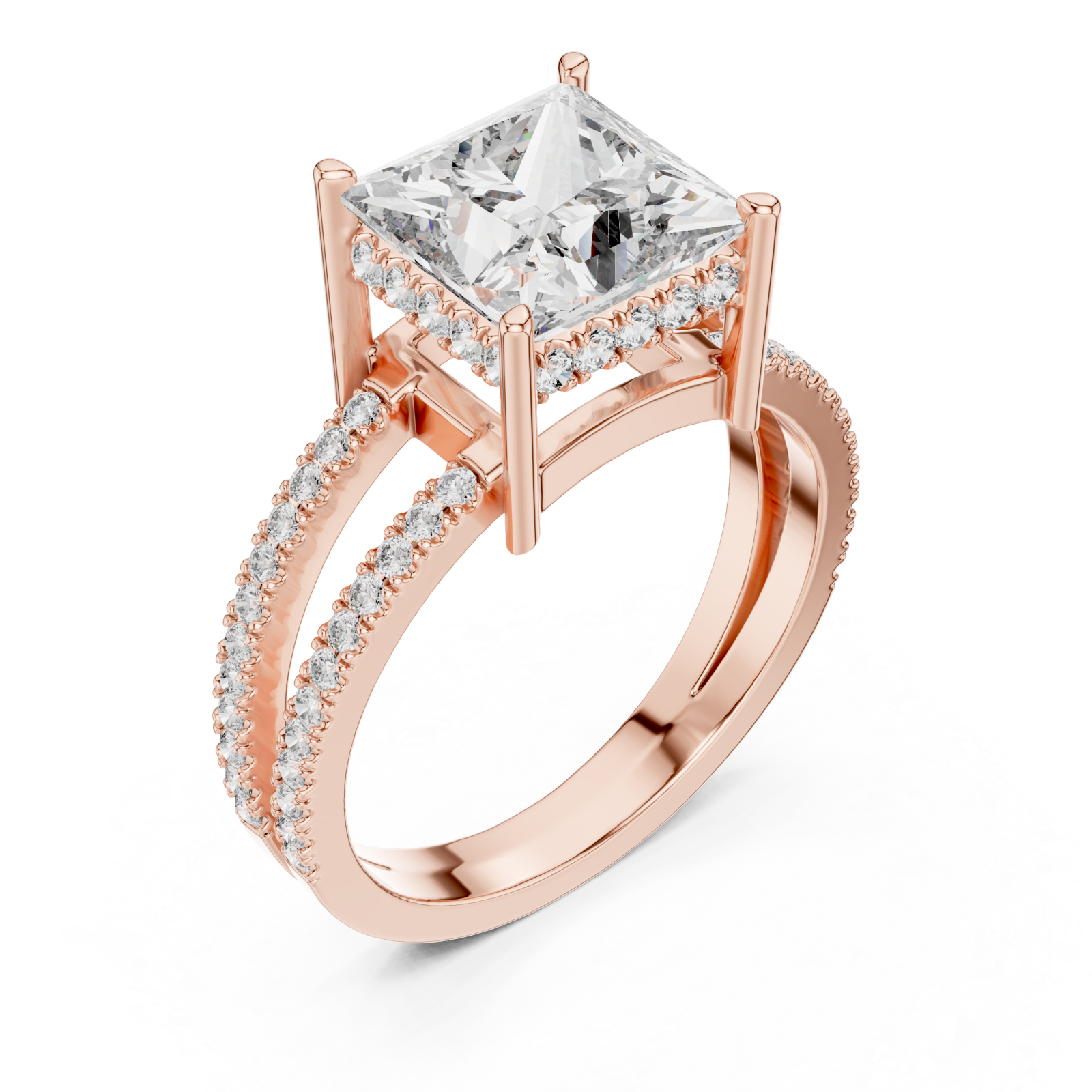  Rose Gold Celestial Mirage Double Halo Band Ring Right View