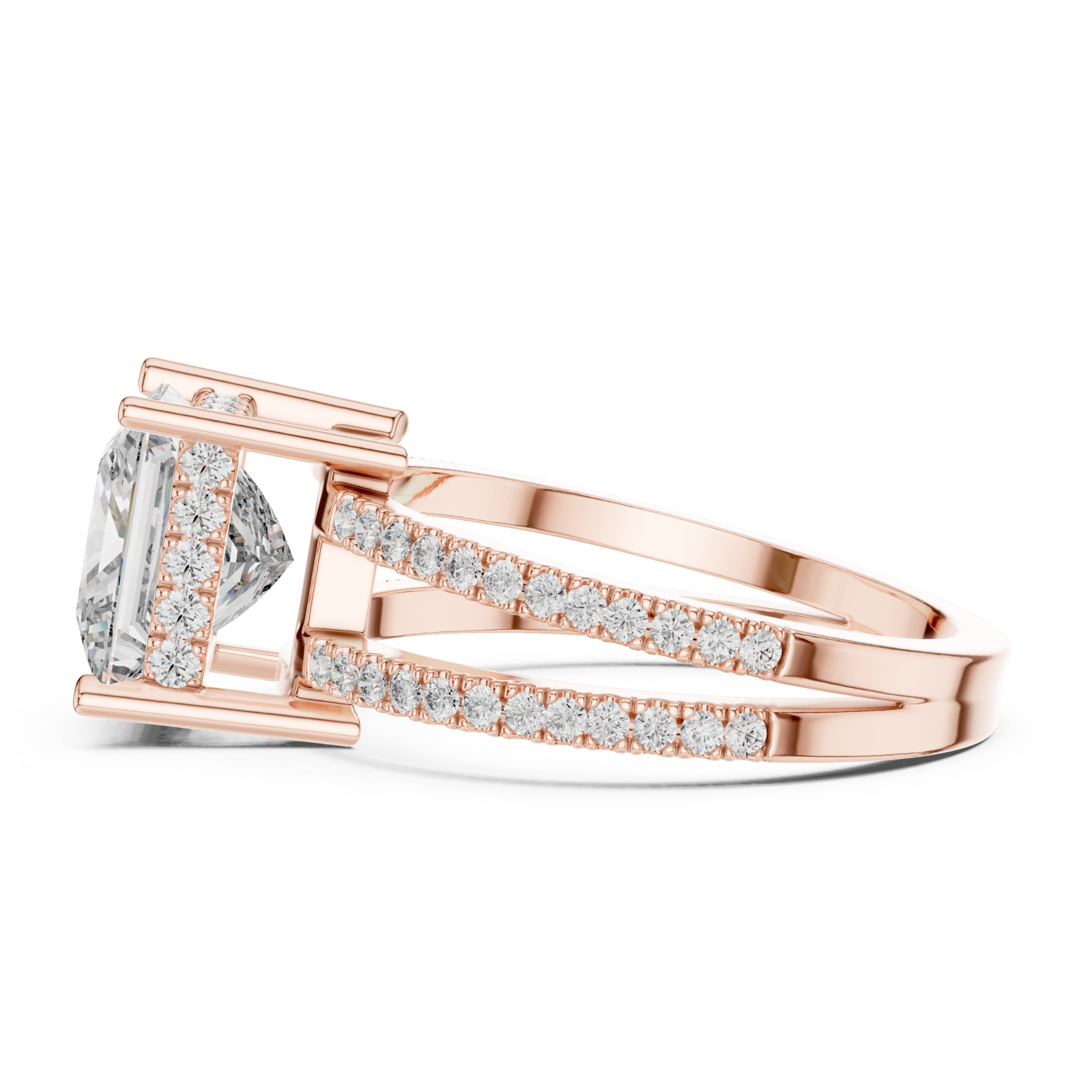  Rose Gold Celestial Mirage Double Halo Band Ring Side View