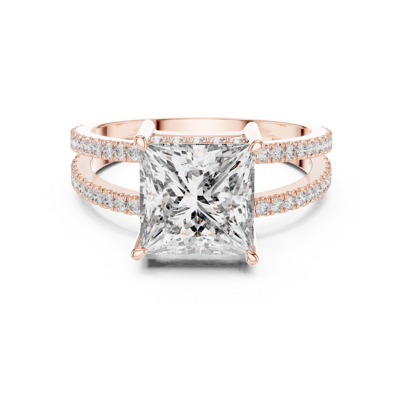  Rose Gold Celestial Mirage Double Halo Band Ring Front View