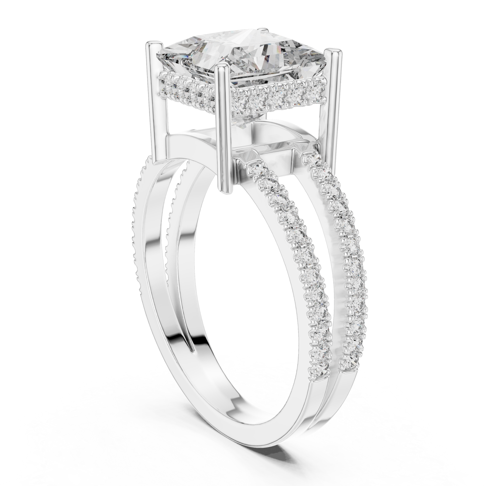  White Gold Celestial Mirage Double Halo Band Ring Left View