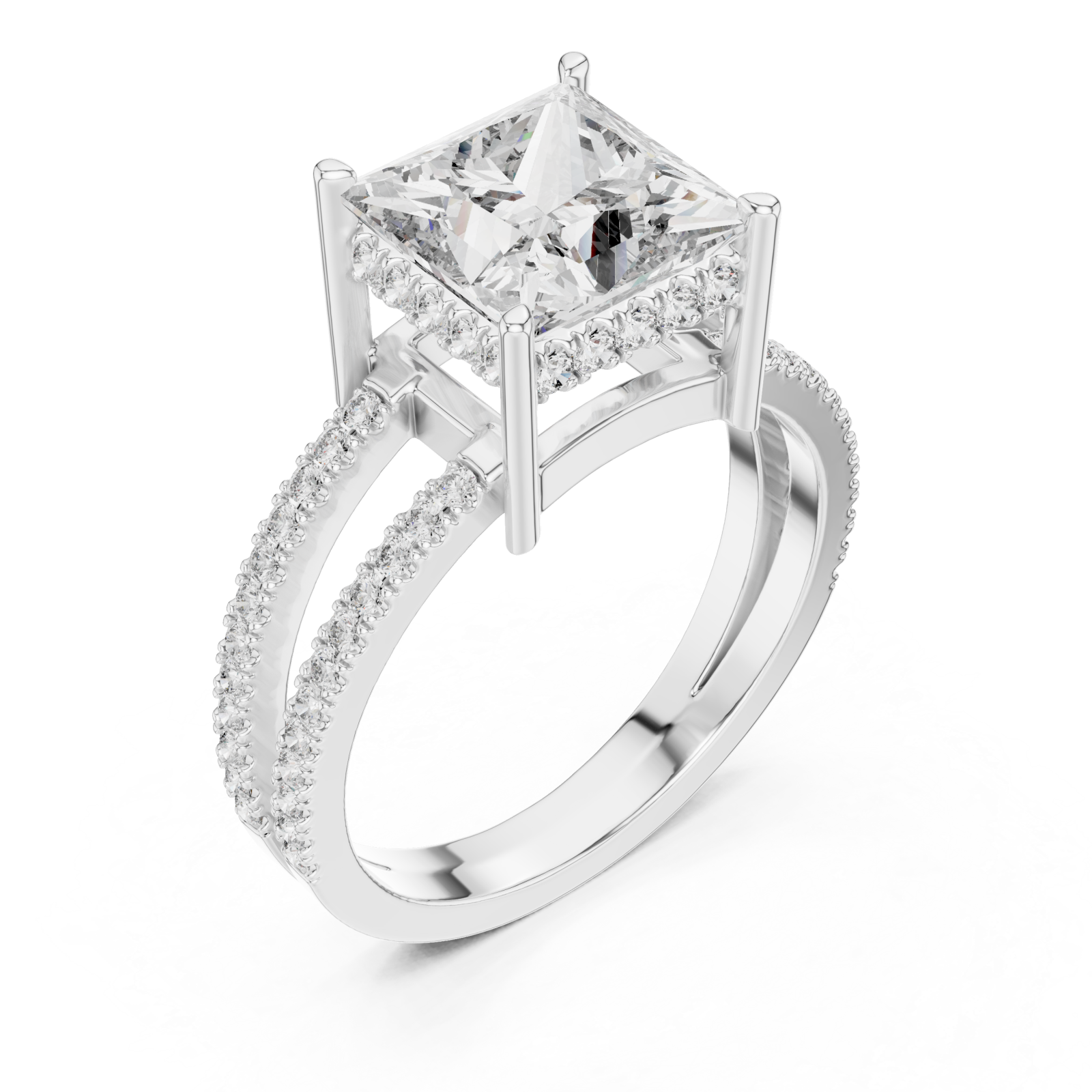  White Gold Celestial Mirage Double Halo Band Ring Right View