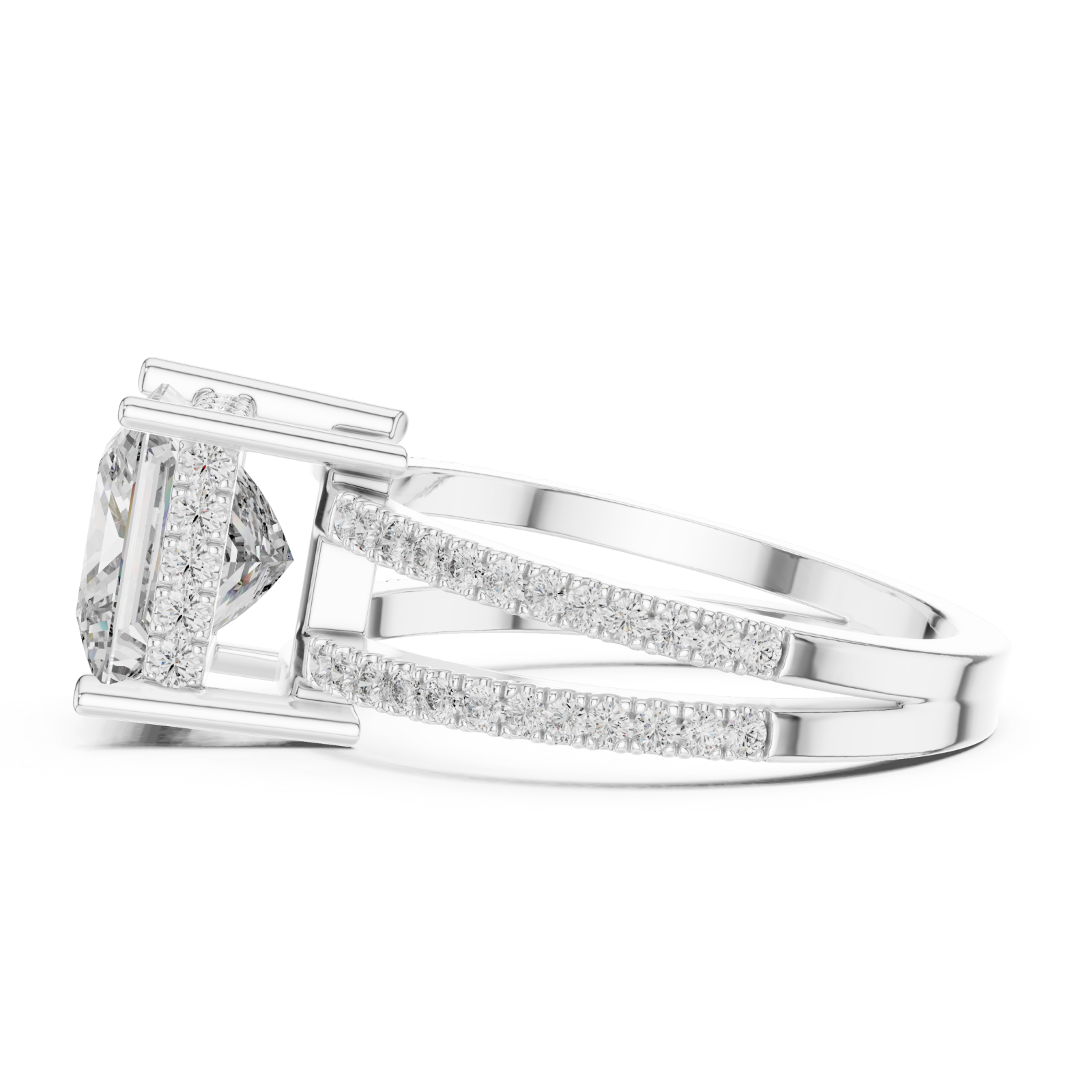  White Gold Celestial Mirage Double Halo Band Ring Side View