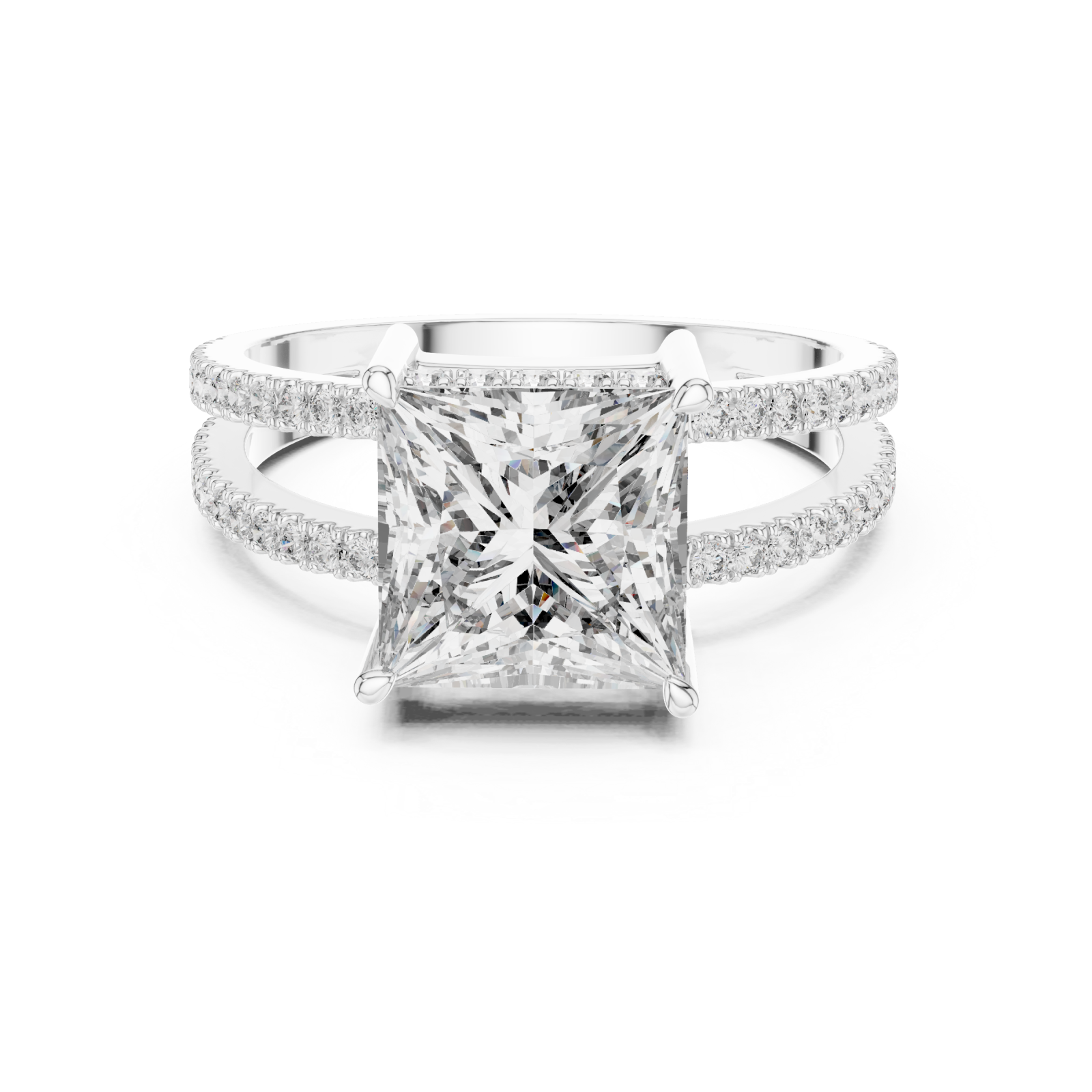  White Gold Celestial Mirage Double Halo Band Ring Front View