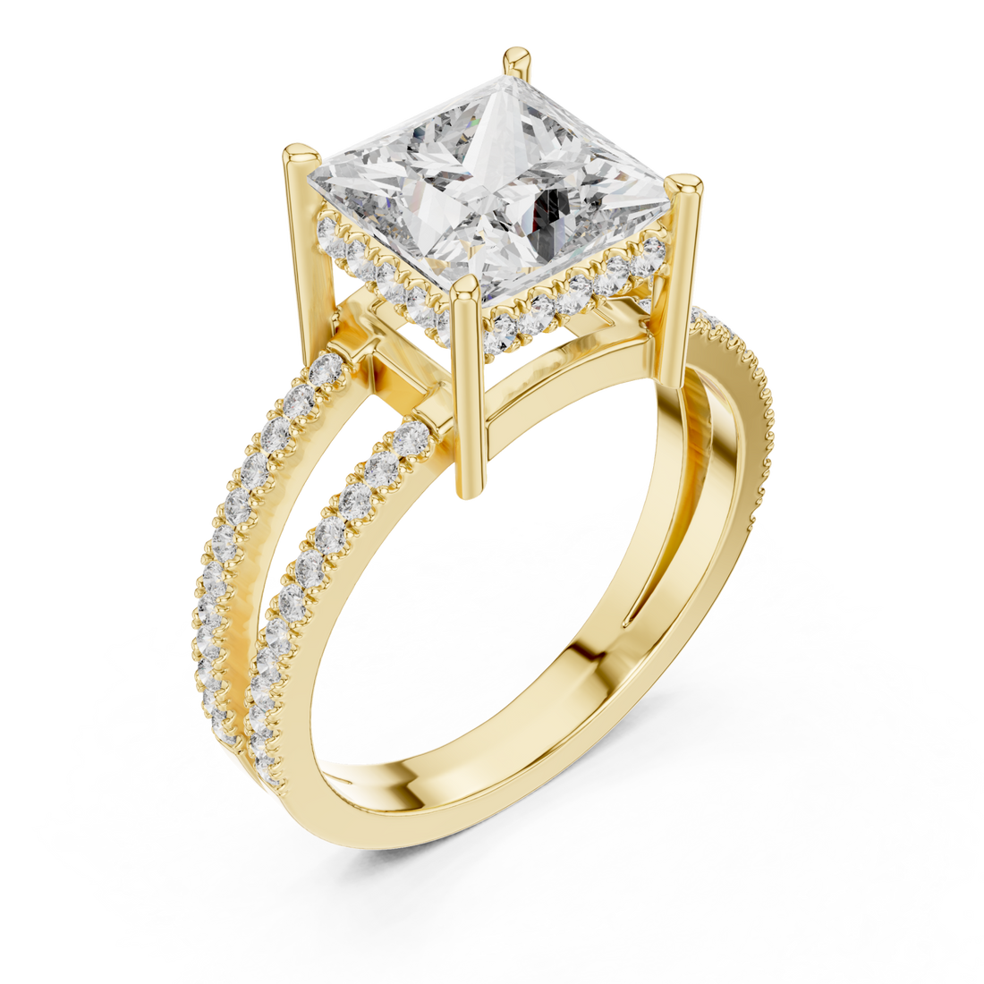 Gold Celestial Mirage Double Halo Band Ring Right View