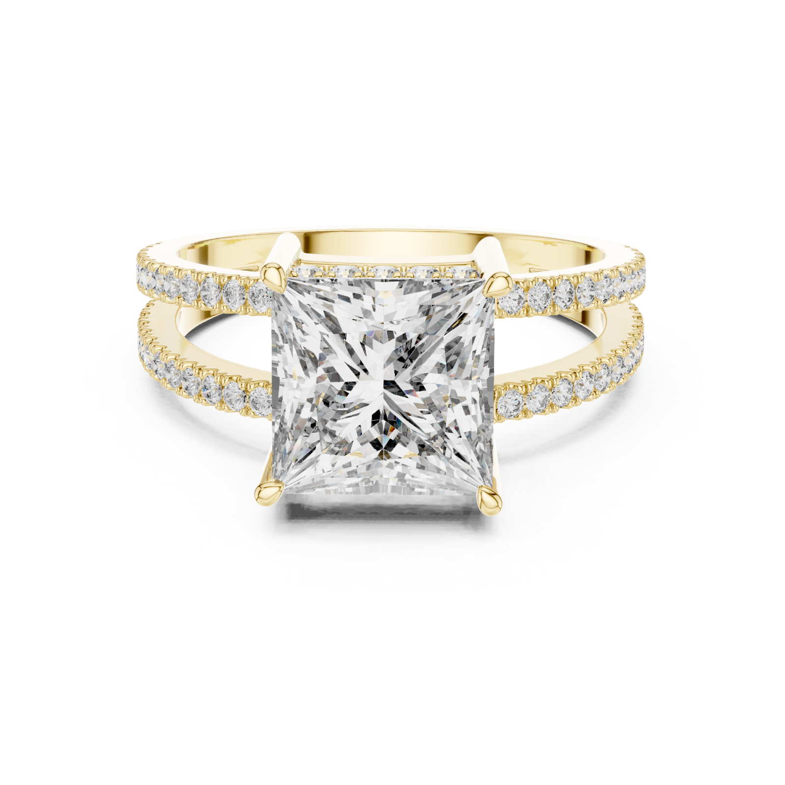  Gold Celestial Mirage Double Halo Band Ring Front View
