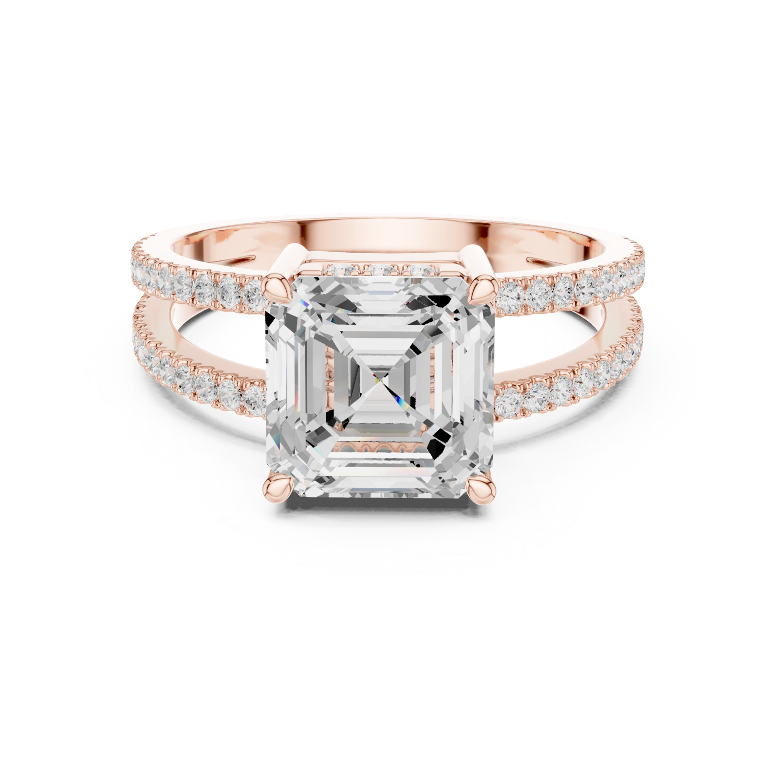  Rose Gold Celestial Grace Halo Ring Front View