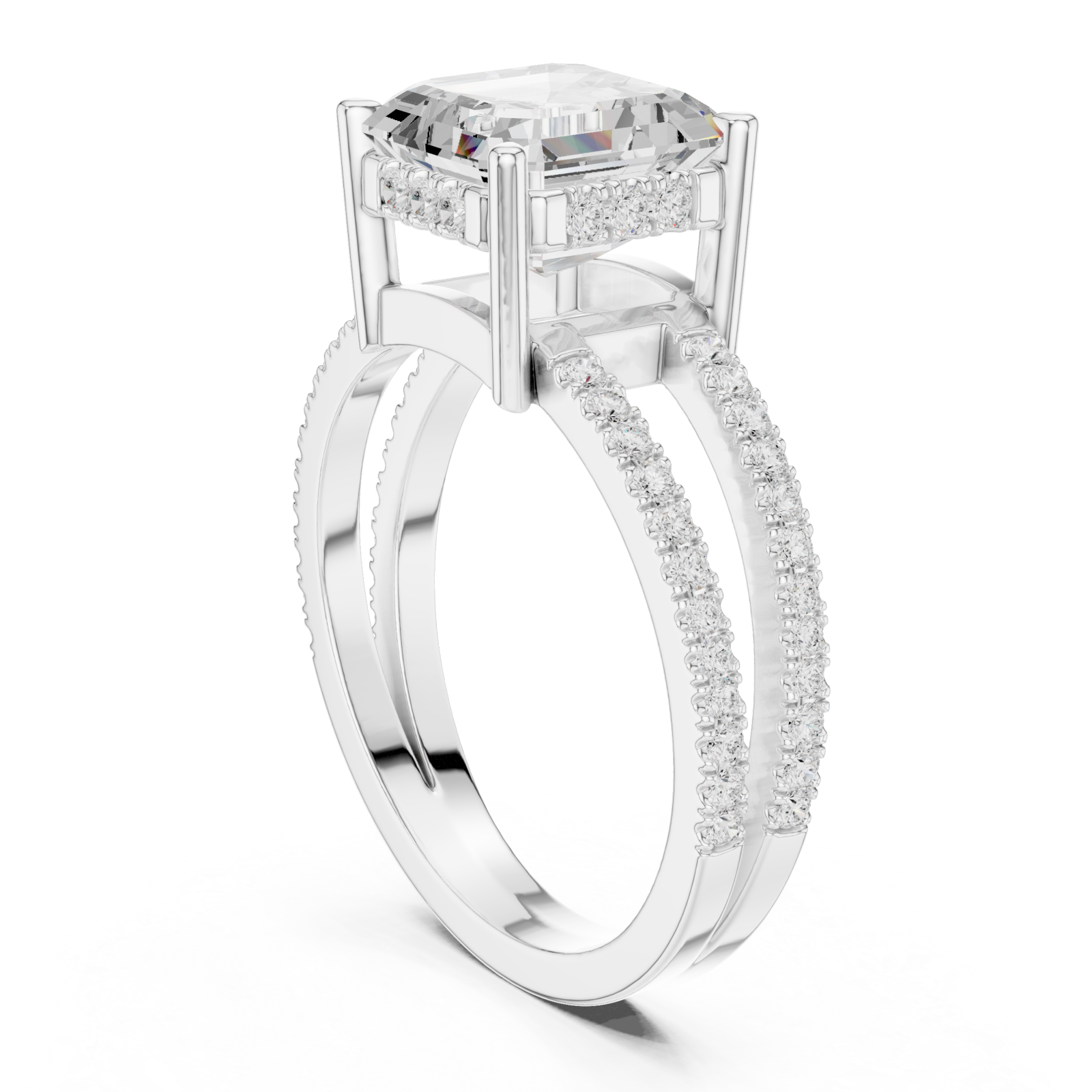  White Gold Celestial Grace Halo Ring Left View