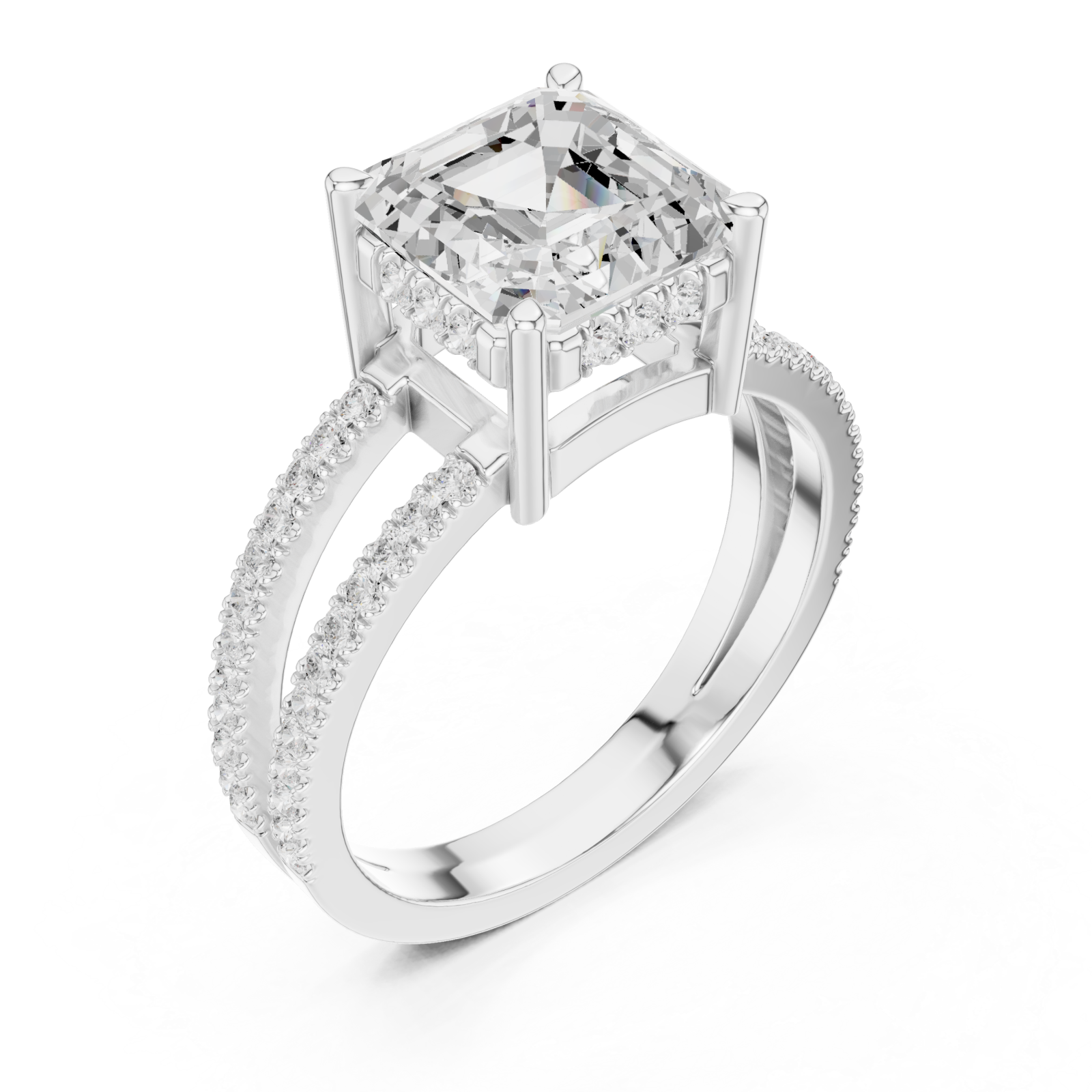  White Gold Celestial Grace Halo Ring Right View