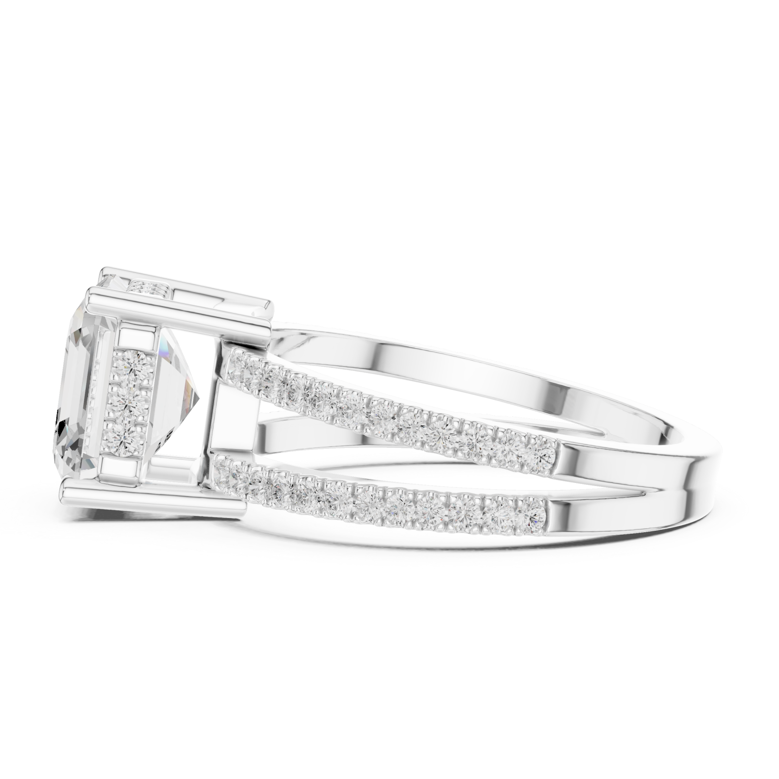  White Gold Celestial Grace Halo Ring Side View