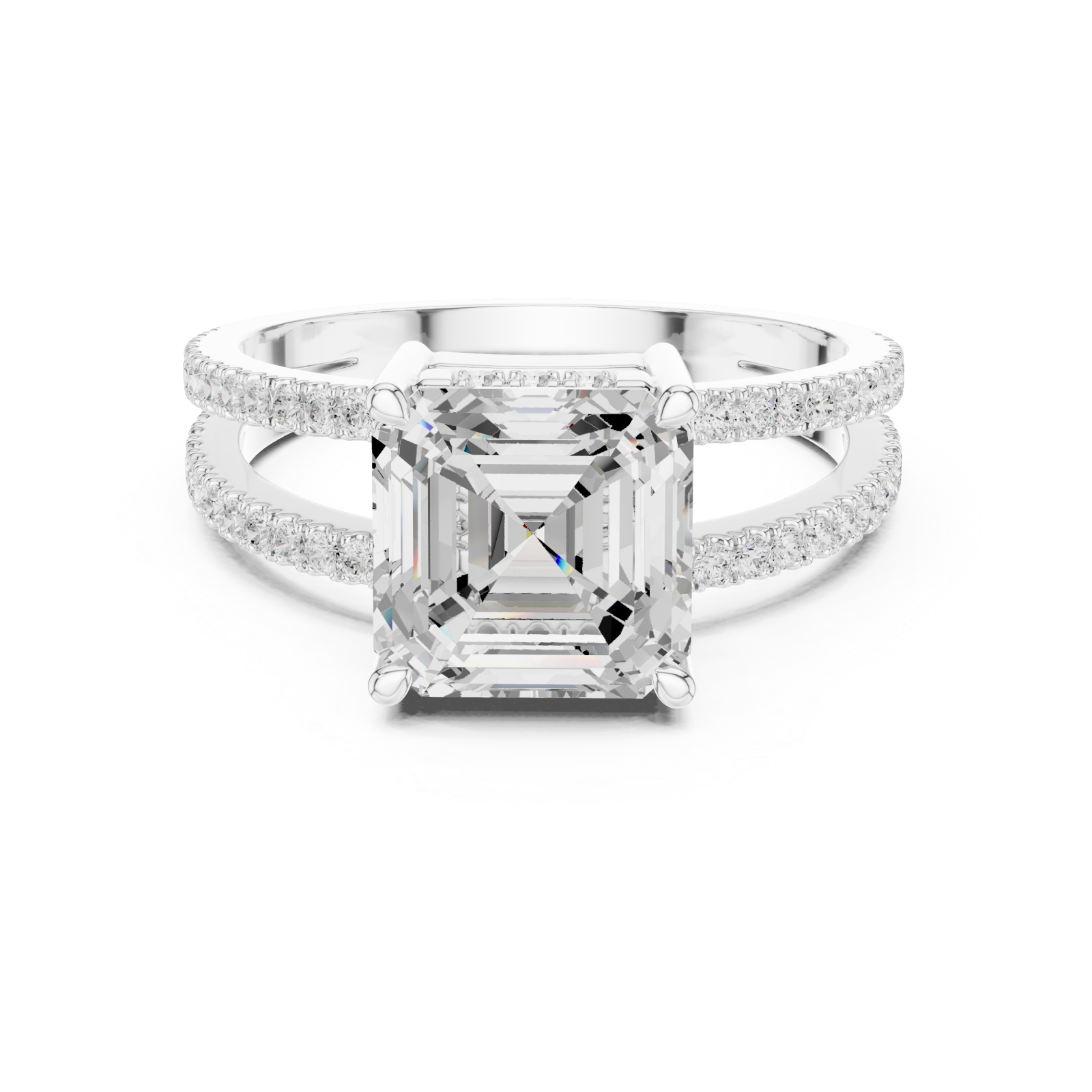  White Gold Celestial Grace Halo Ring Front View