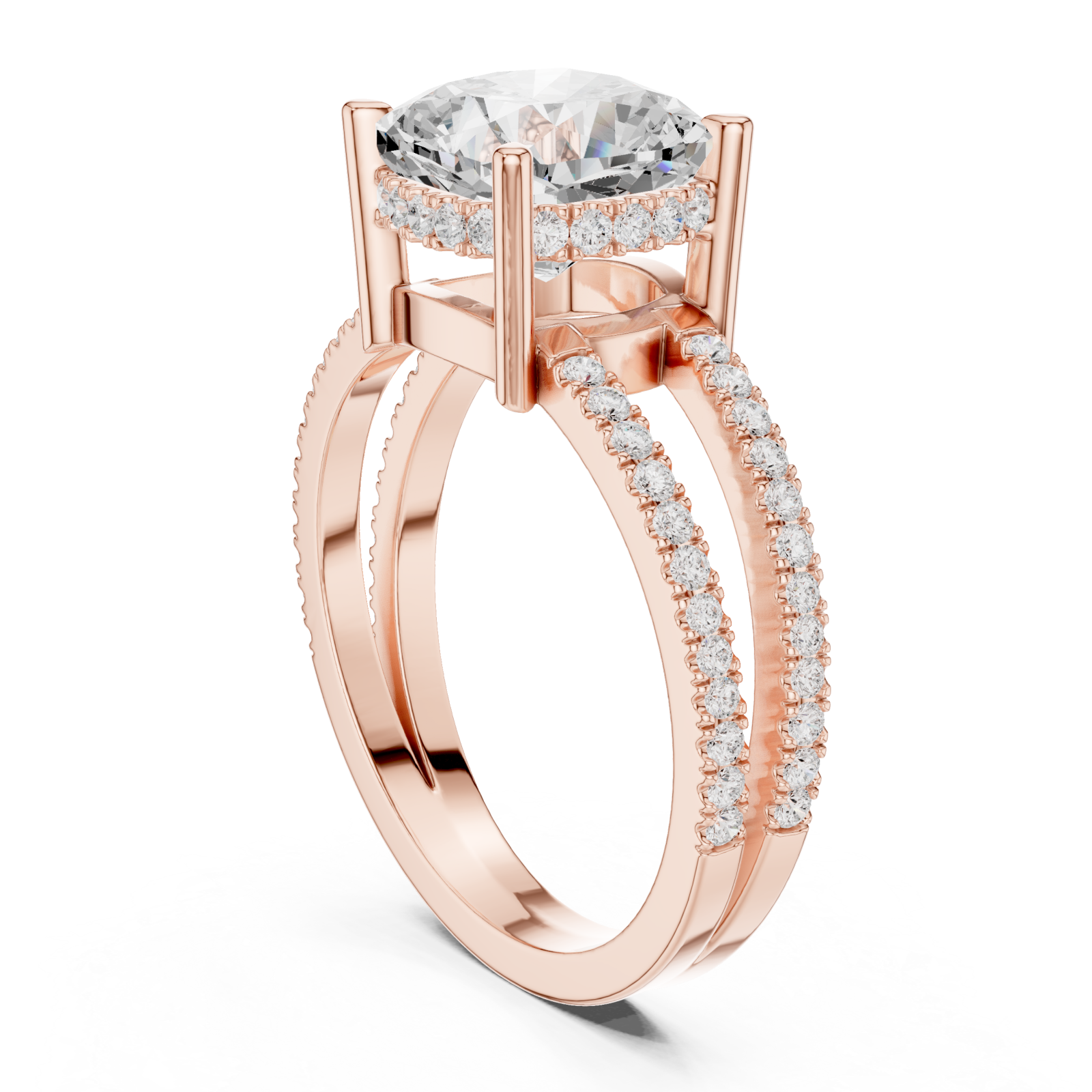  Rose Gold Infinite Crown Harmony Engagement Ring Left View