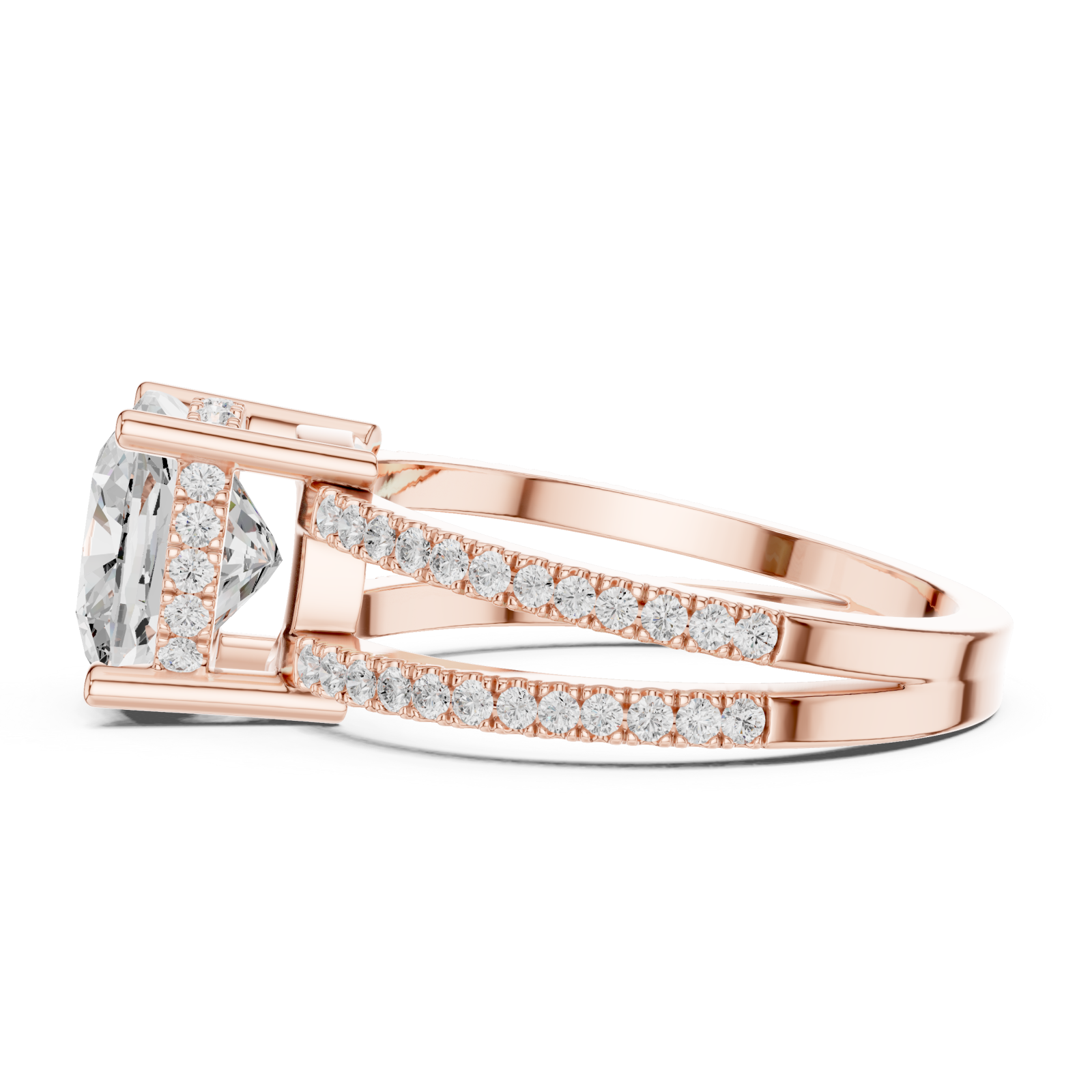  Rose Gold Infinite Crown Harmony Engagement Ring Side View