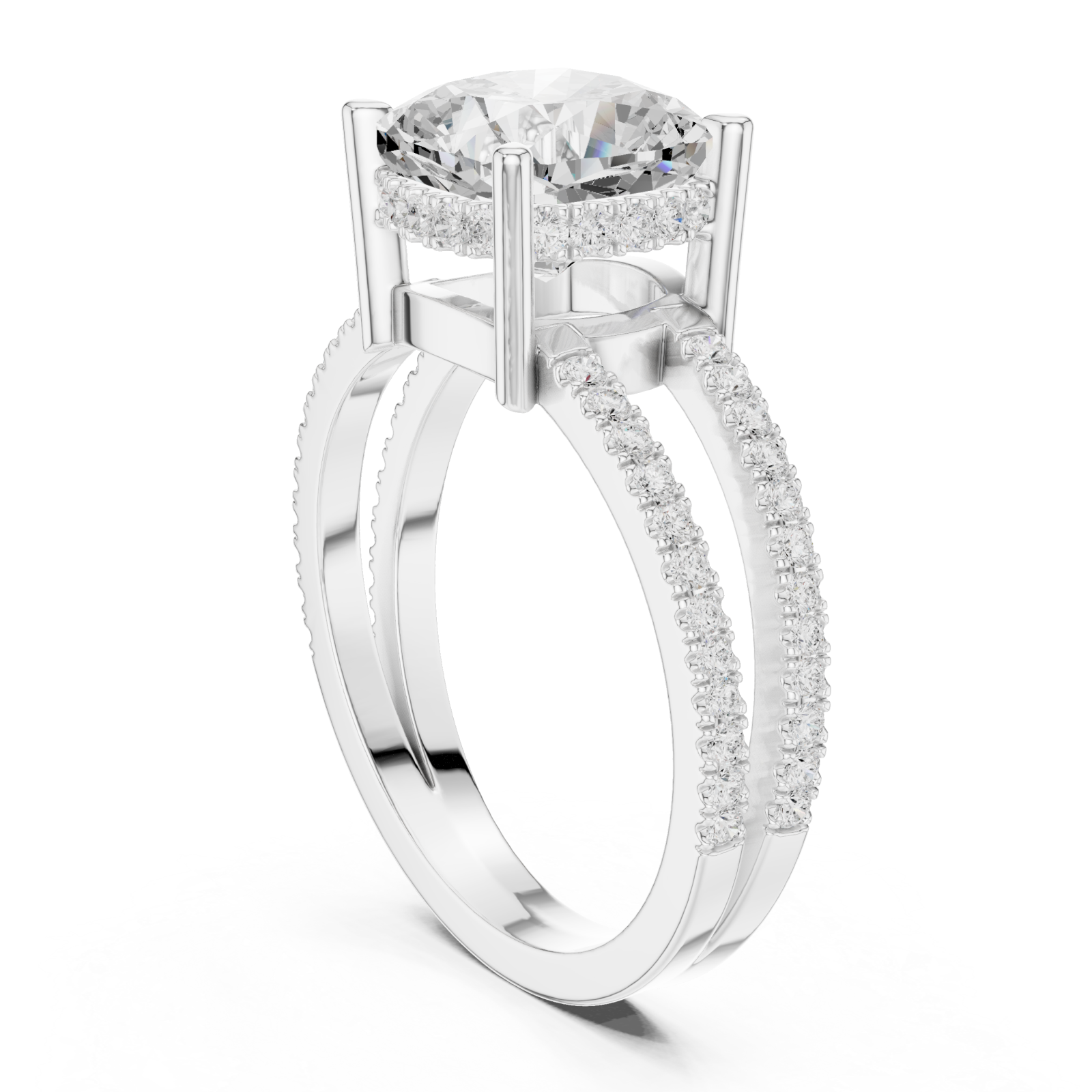  White Gold Infinite Crown Harmony Engagement Ring Left View