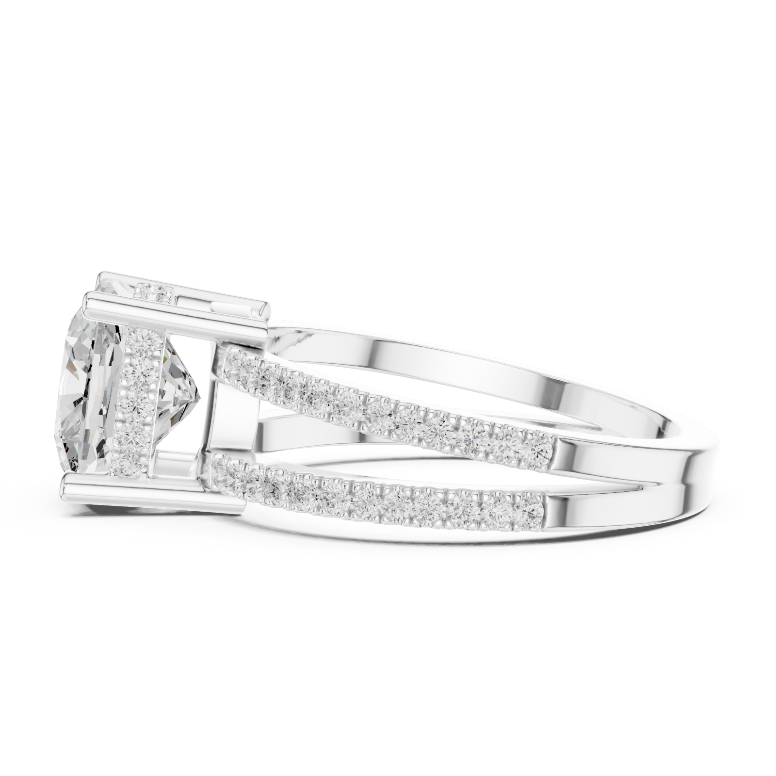  White Gold Infinite Crown Harmony Engagement Ring Side View