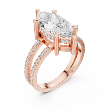  Rose Gold Infinite Sparkle Arched Twin Band Ring Right View