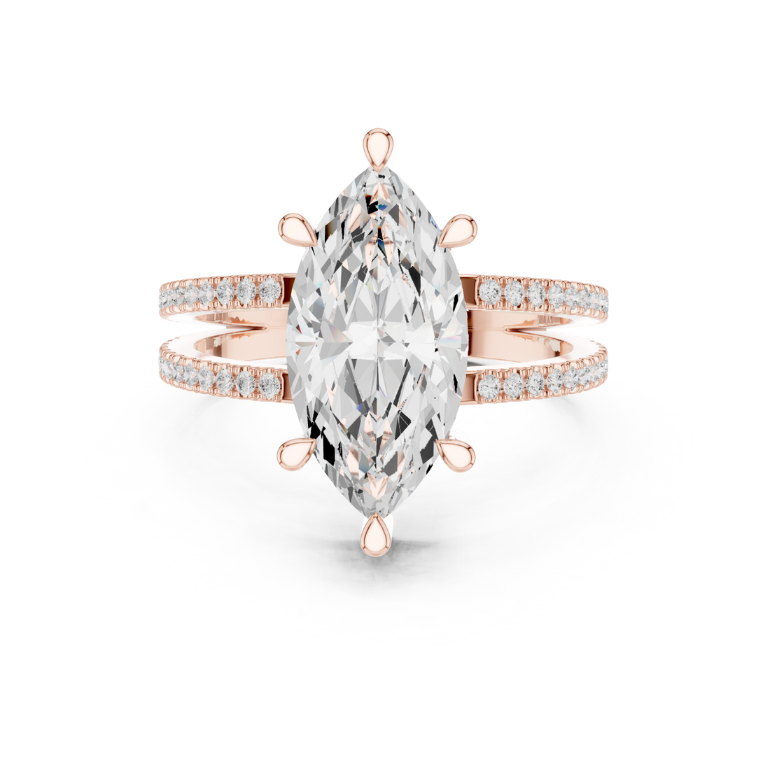  Rose Gold Infinite Sparkle Arched Twin Band Ring Right View