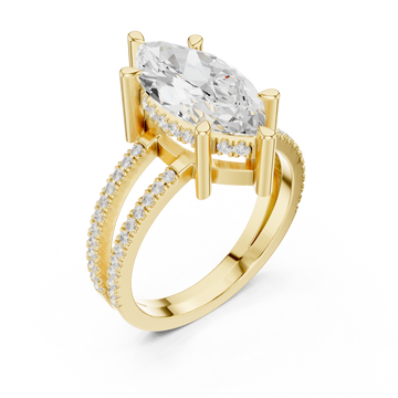 Gold Infinite Sparkle Arched Twin Band Ring Right View