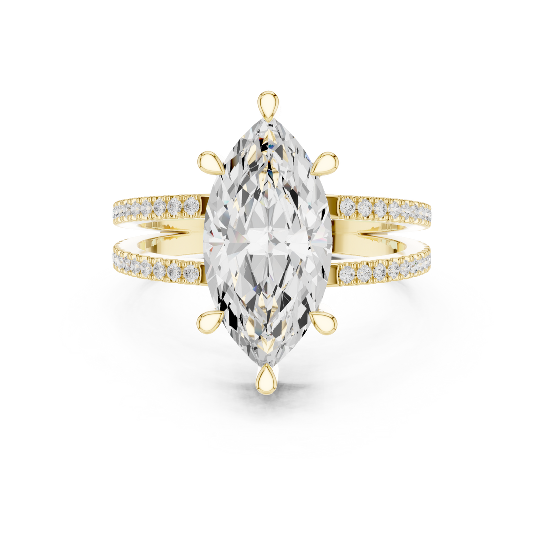 Gold Infinite Sparkle Arched Twin Band Ring Right View
