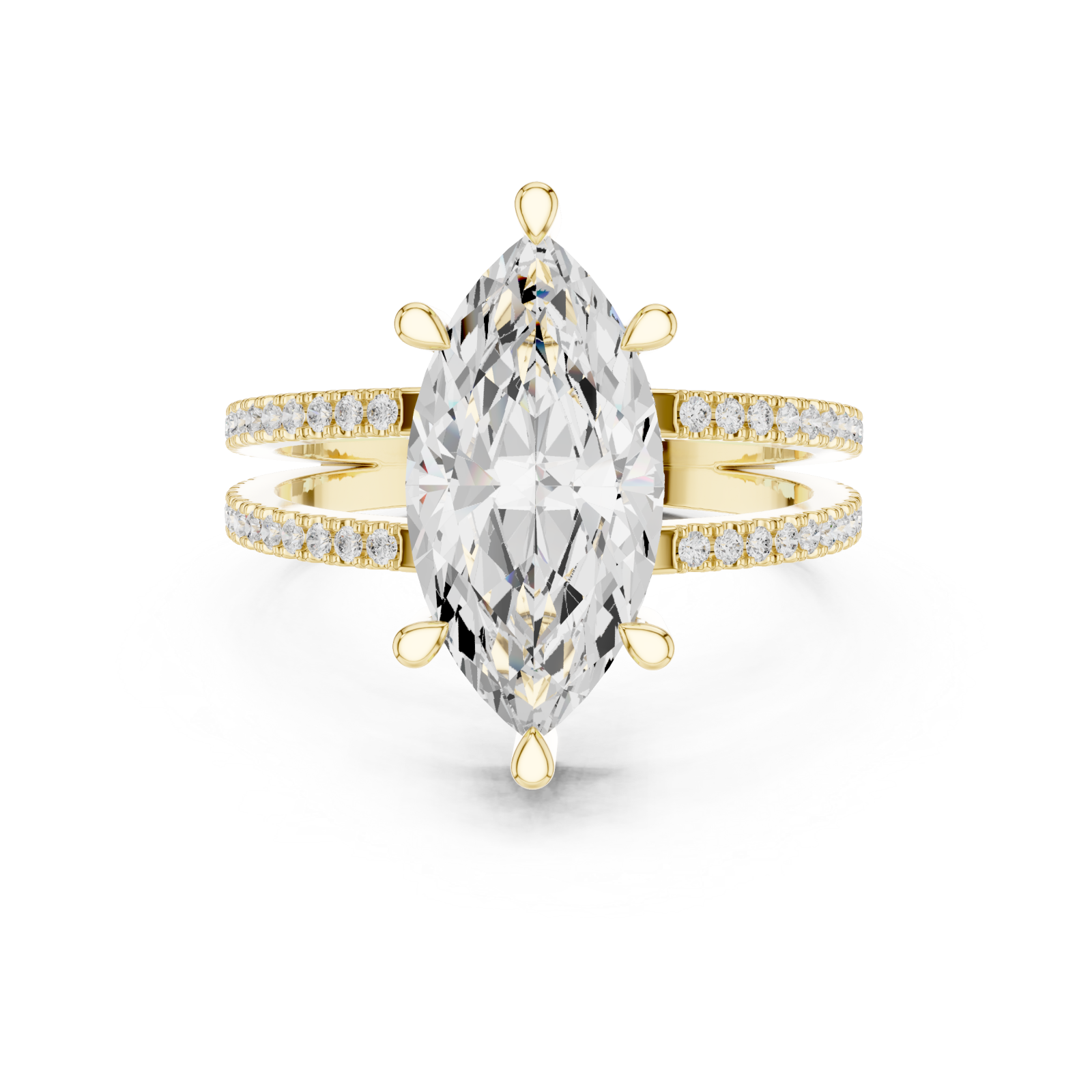  Gold Infinite Sparkle Arched Twin Band Ring Front View