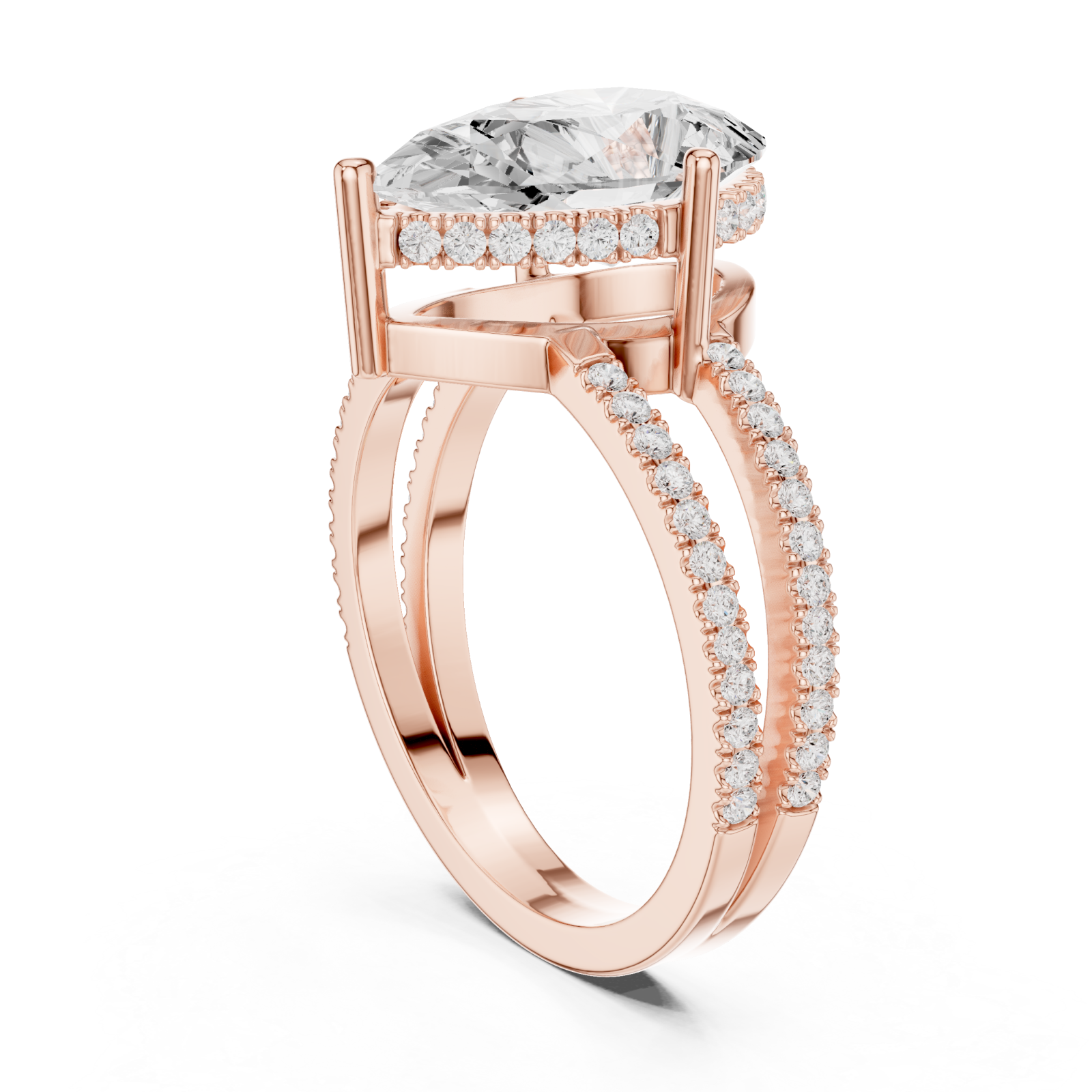  Rose Gold Celestial Marquise Twin Row Ring Left View