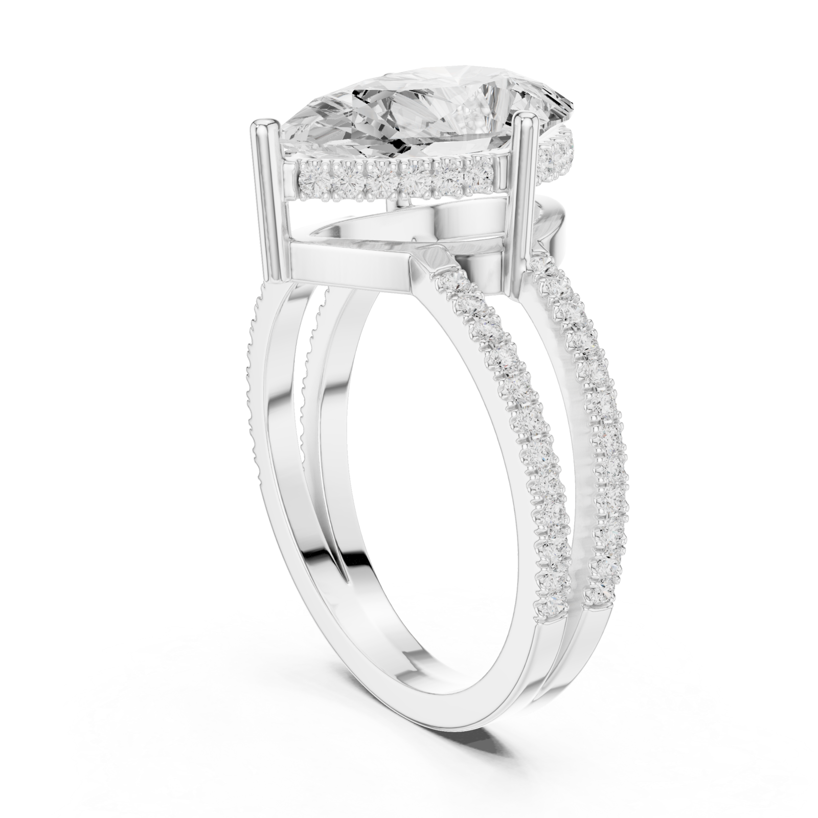  White Gold Celestial Marquise Twin Row Ring Left View