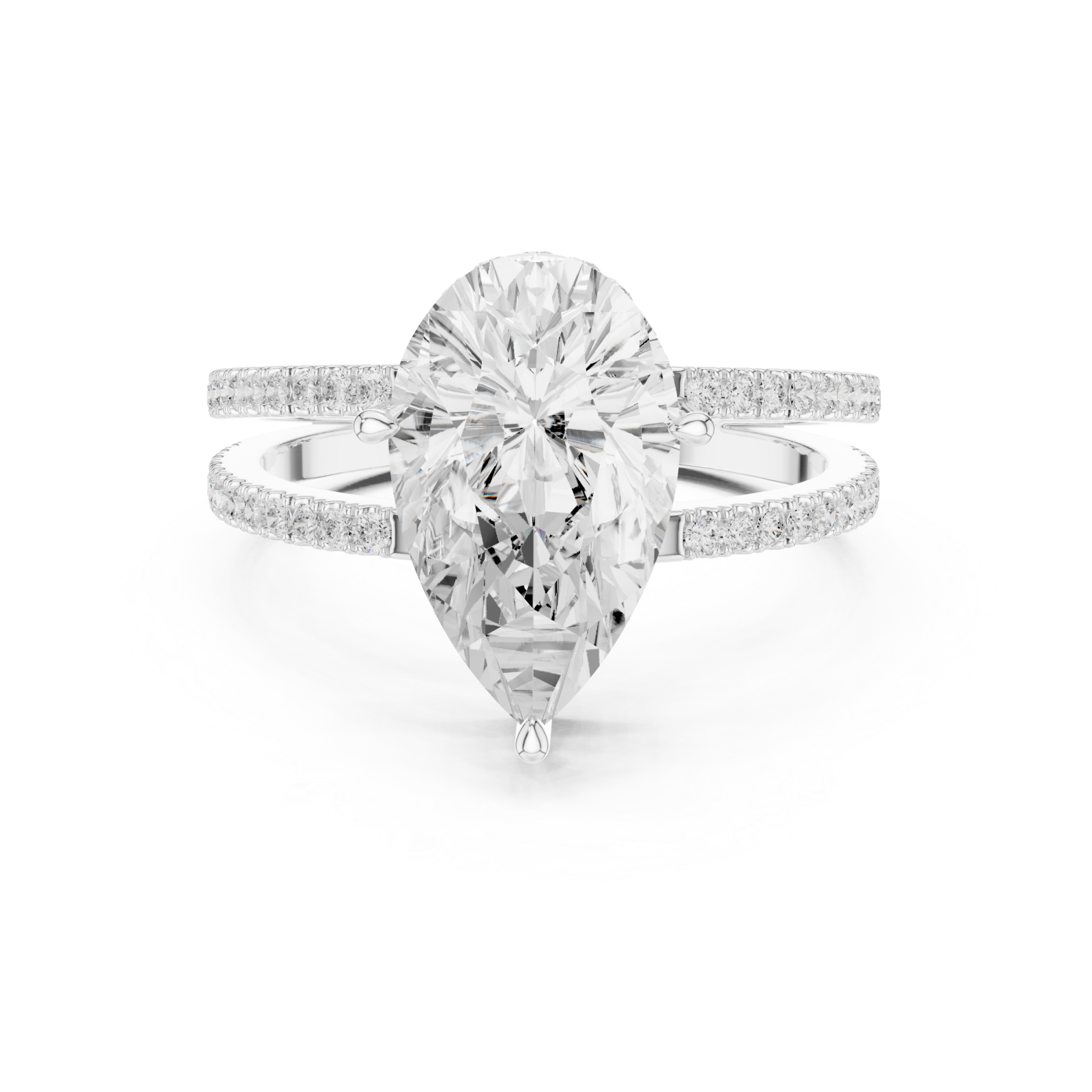  White Gold Celestial Marquise Twin Row Ring Front View