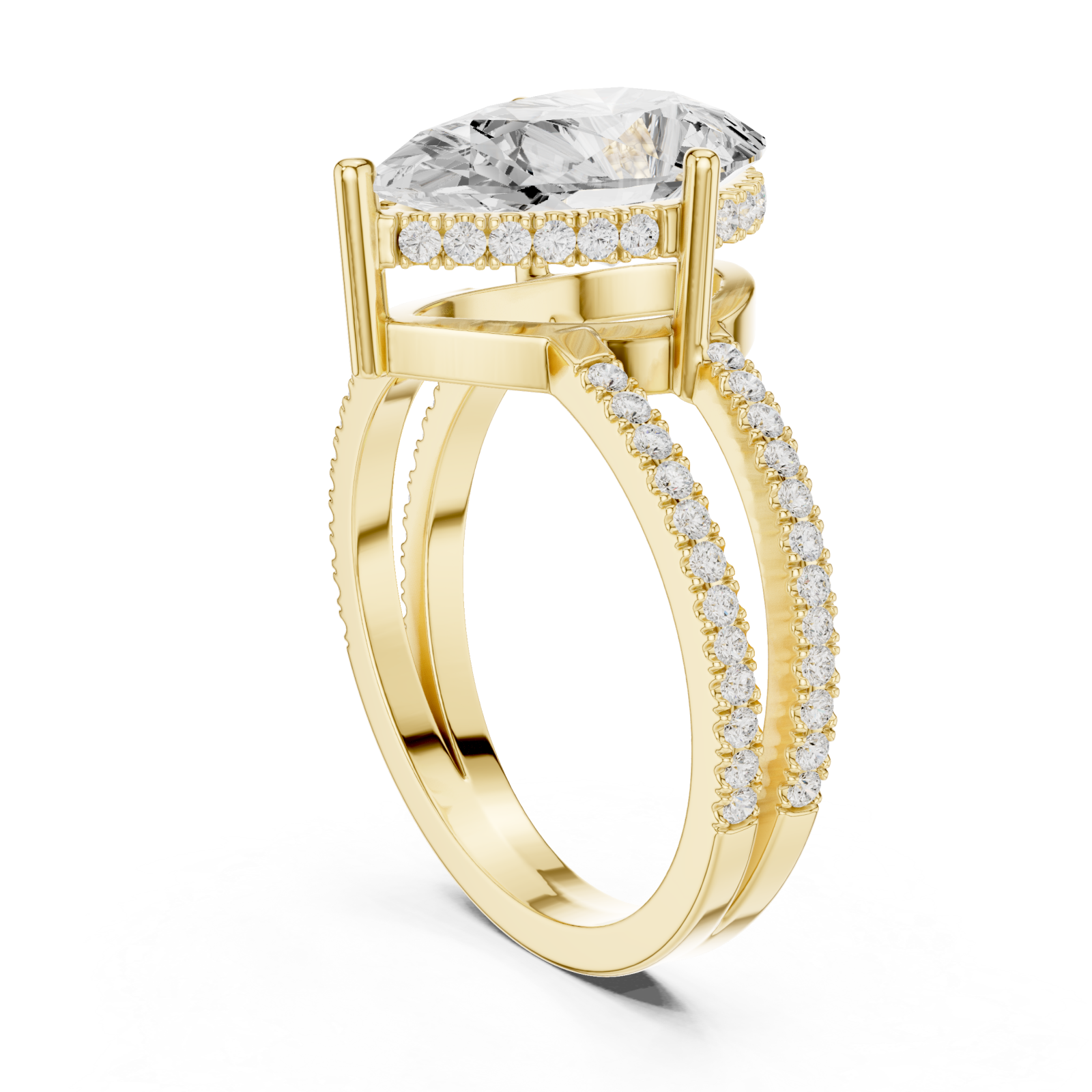  Gold Celestial Marquise Twin Row Ring Left View