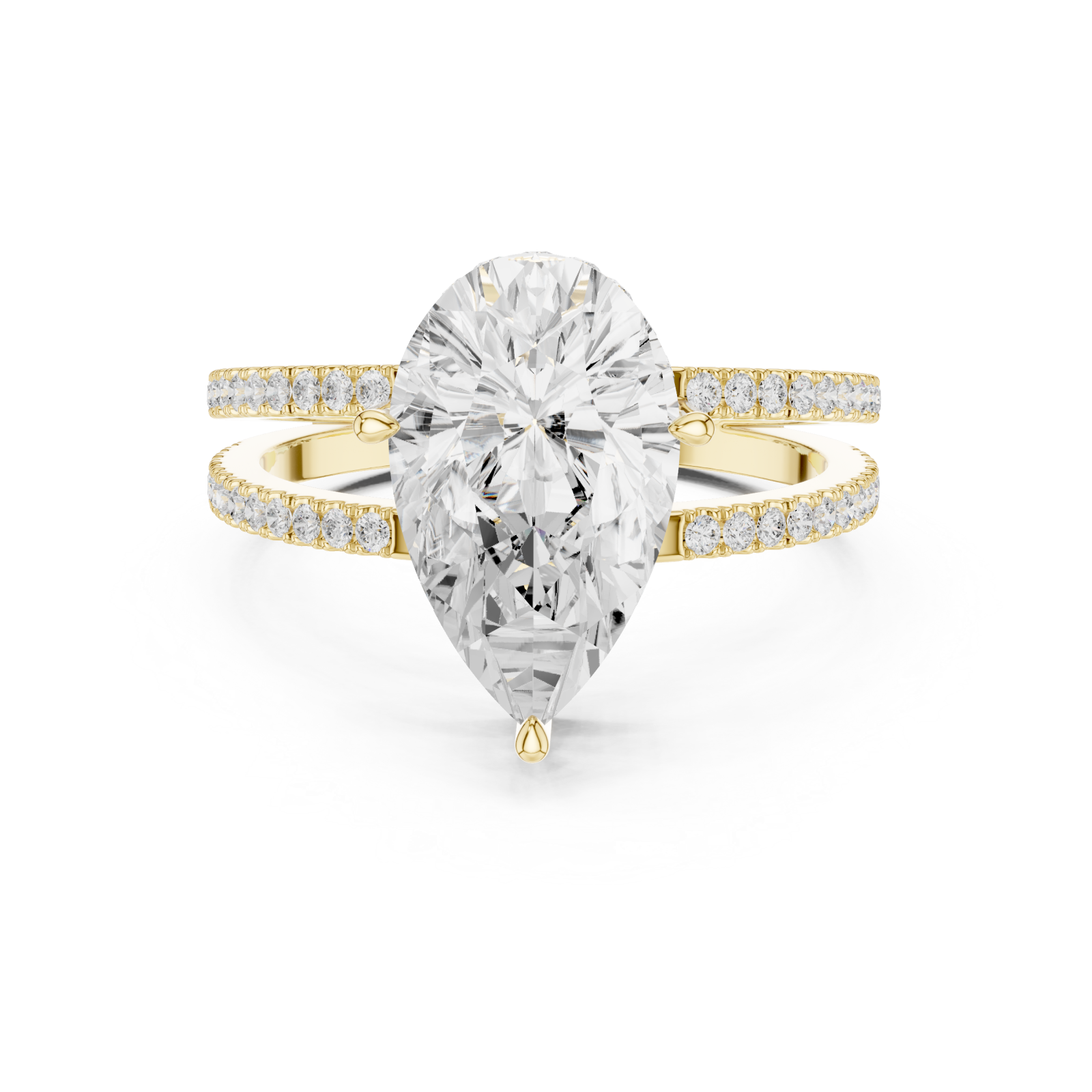 Gold Celestial Marquise Twin Row Ring Front View