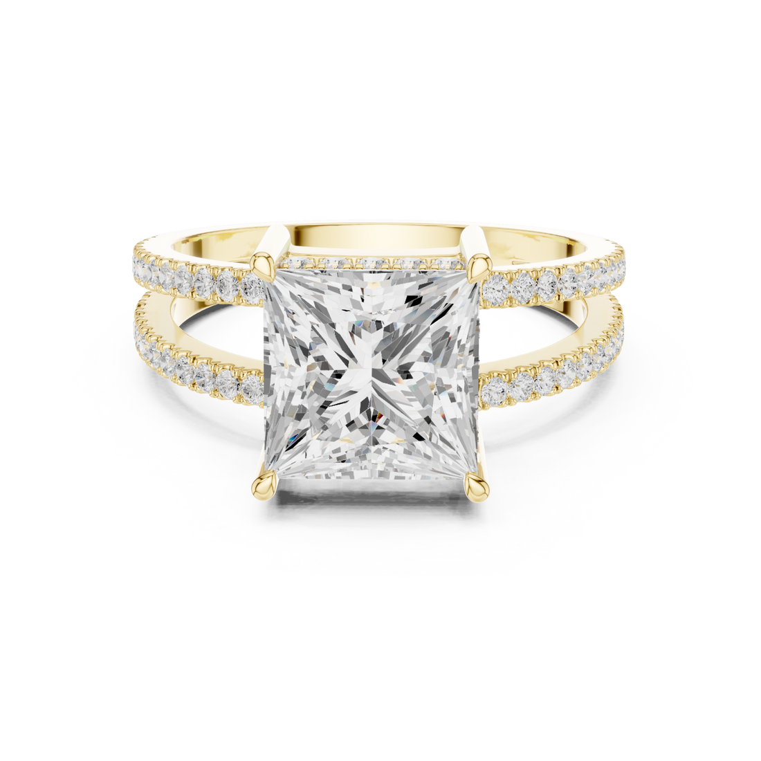 Gold Radiant Plaza Double Row Band Ring Right View