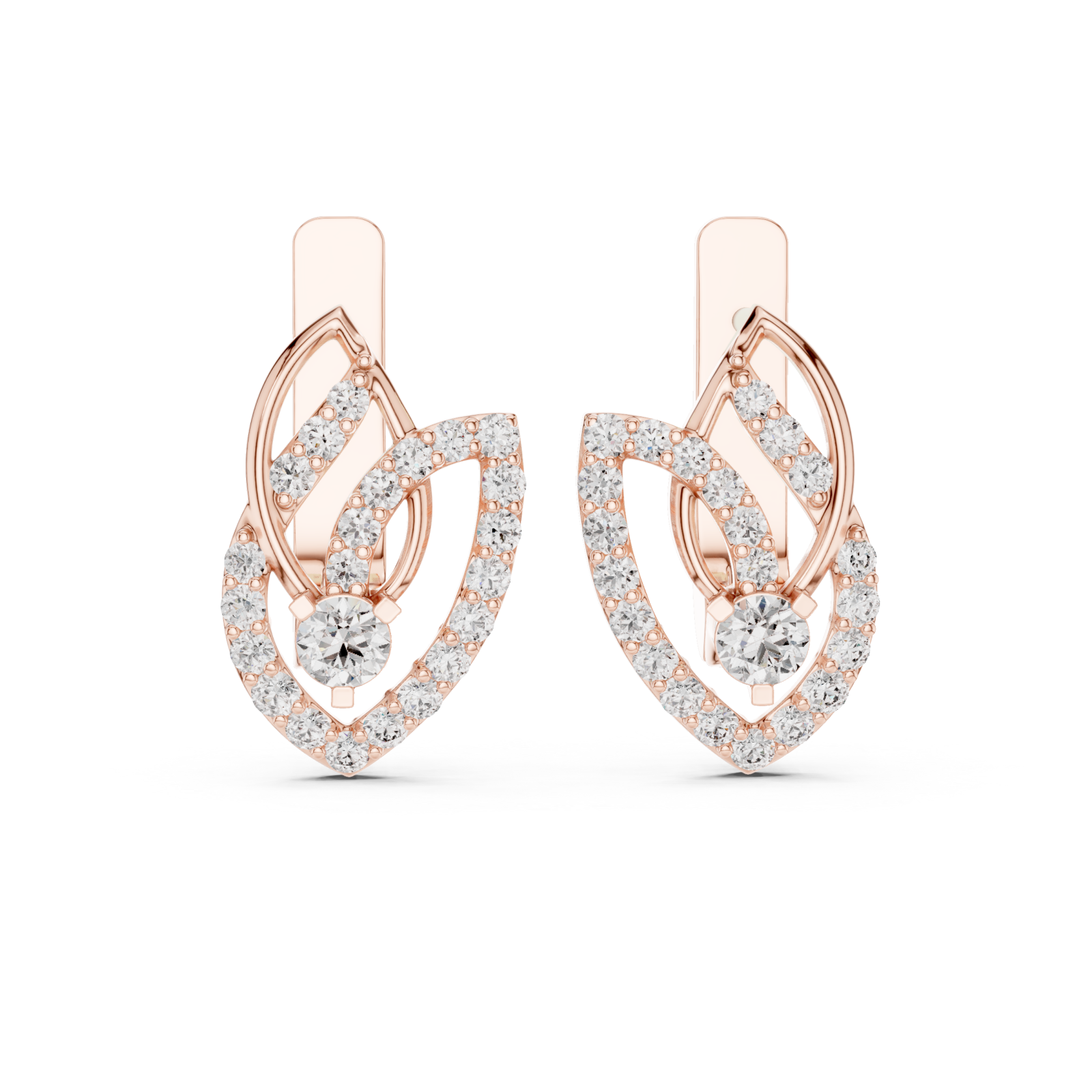  Rose Gold Luminous Arc Drop Earrings Front View