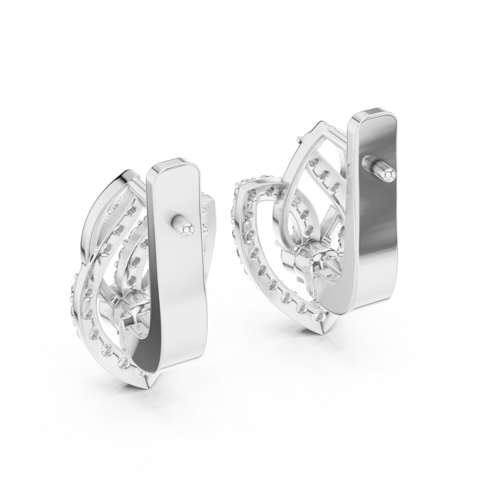  White Gold Luminous Arc Drop Earrings Side View