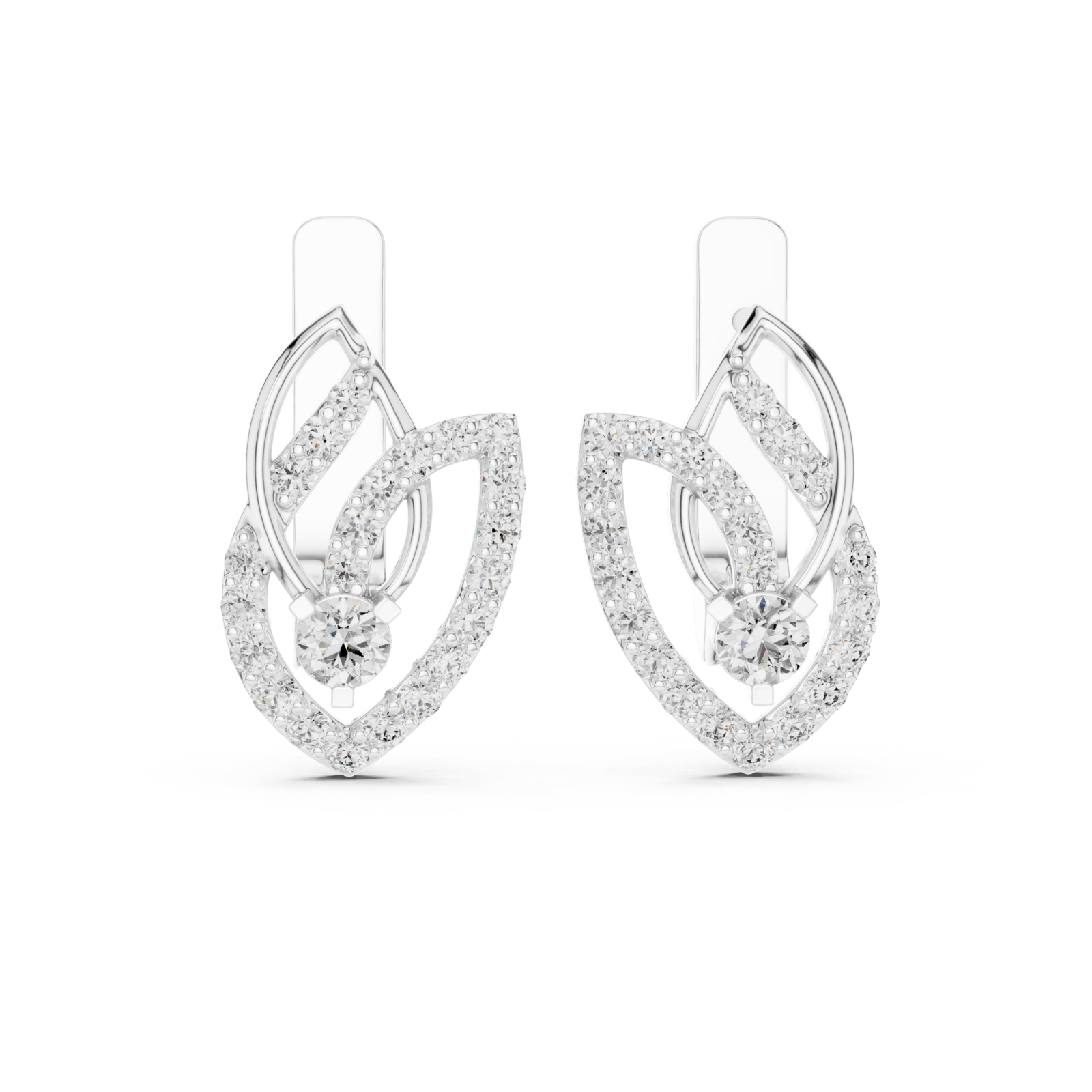  White Gold Luminous Arc Drop Earrings Front View
