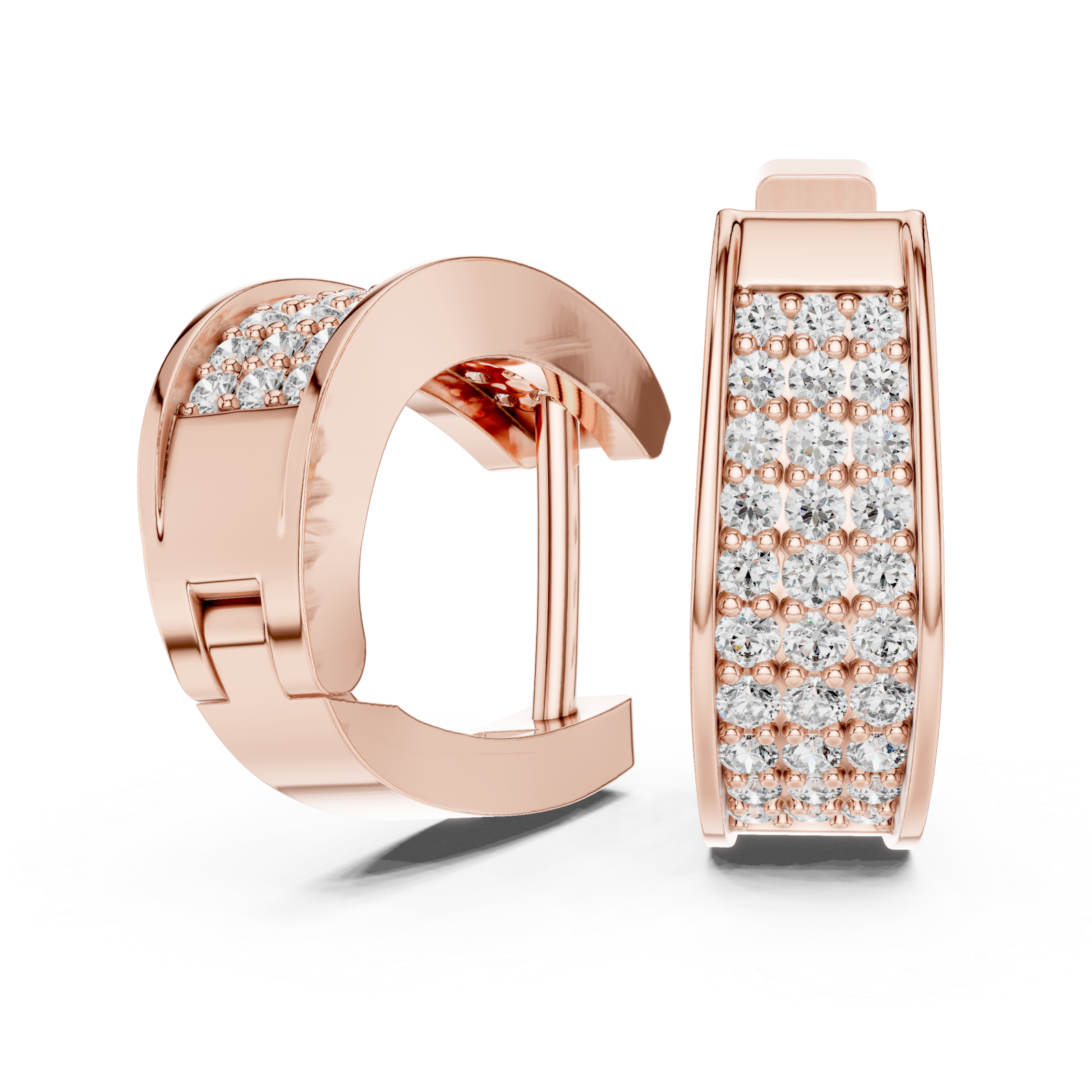  Rose Gold Luminescent Arc Statement Earrings Left View