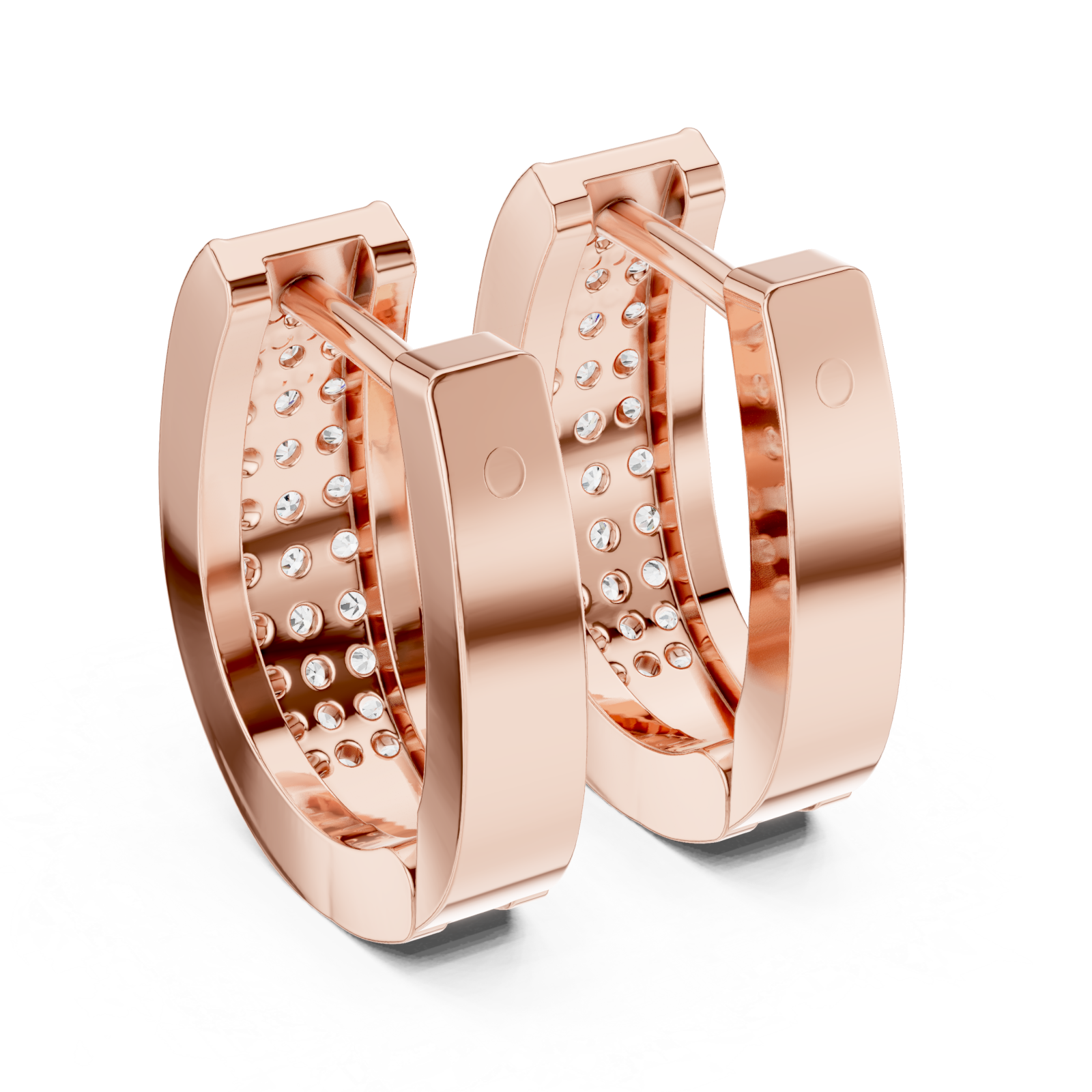  Rose Gold Luminescent Arc Statement Earrings Side View