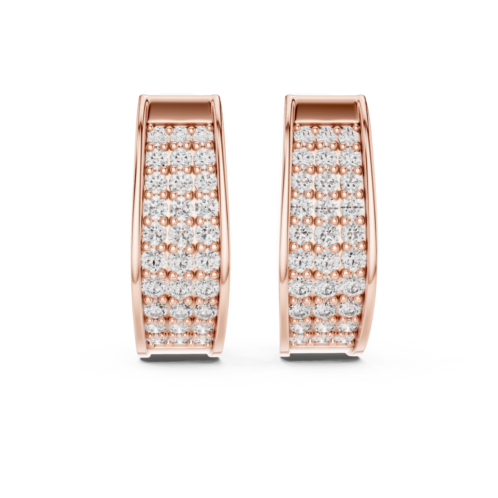  Rose Gold Luminescent Arc Statement Earrings Front View