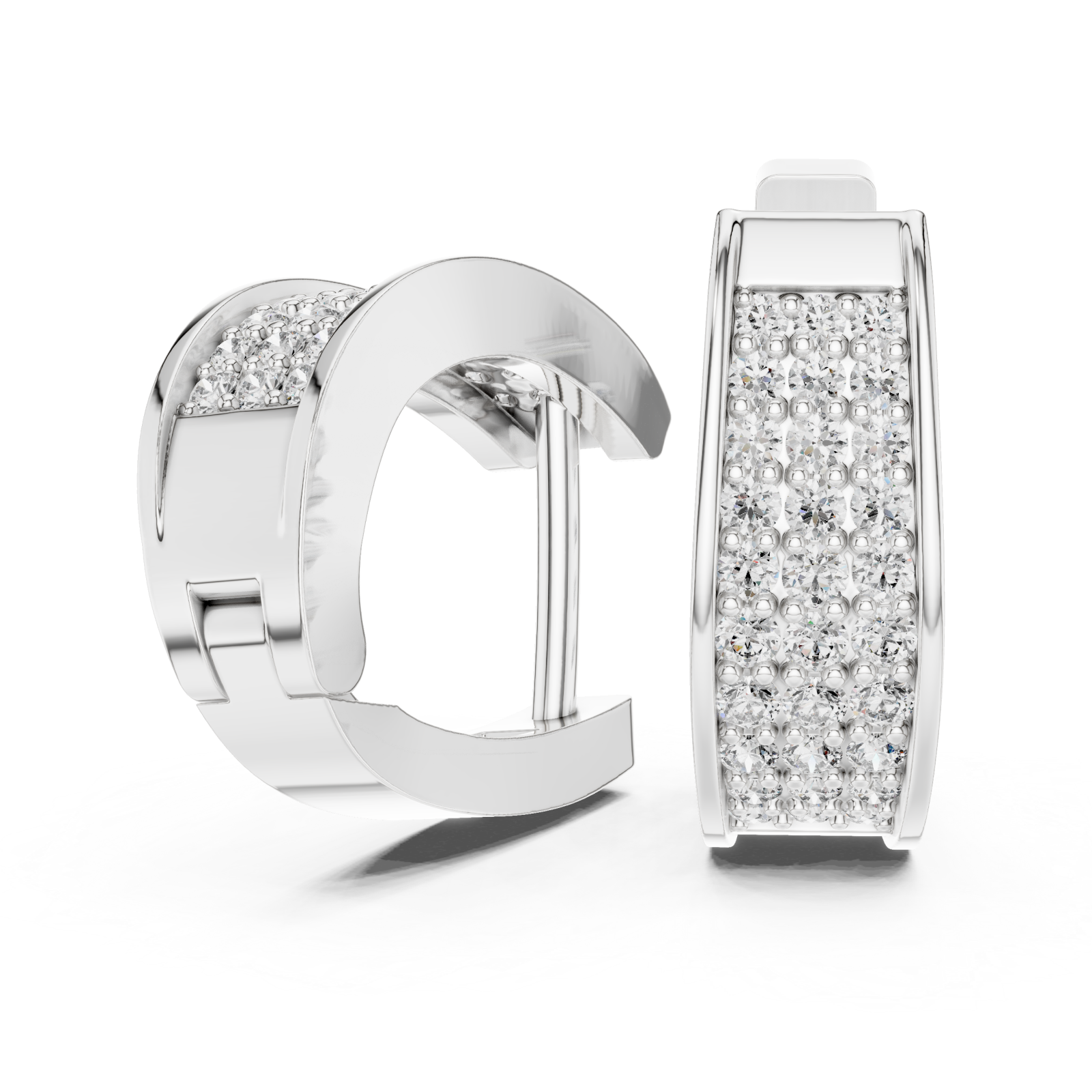  White Gold Luminescent Arc Statement Earrings Left View