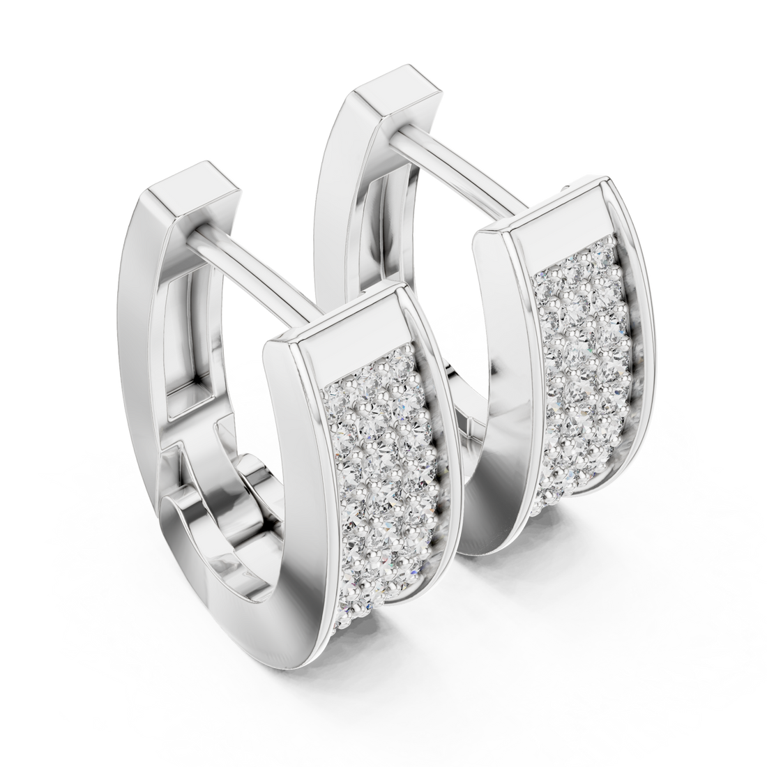  White Gold Luminescent Arc Statement Earrings Right View